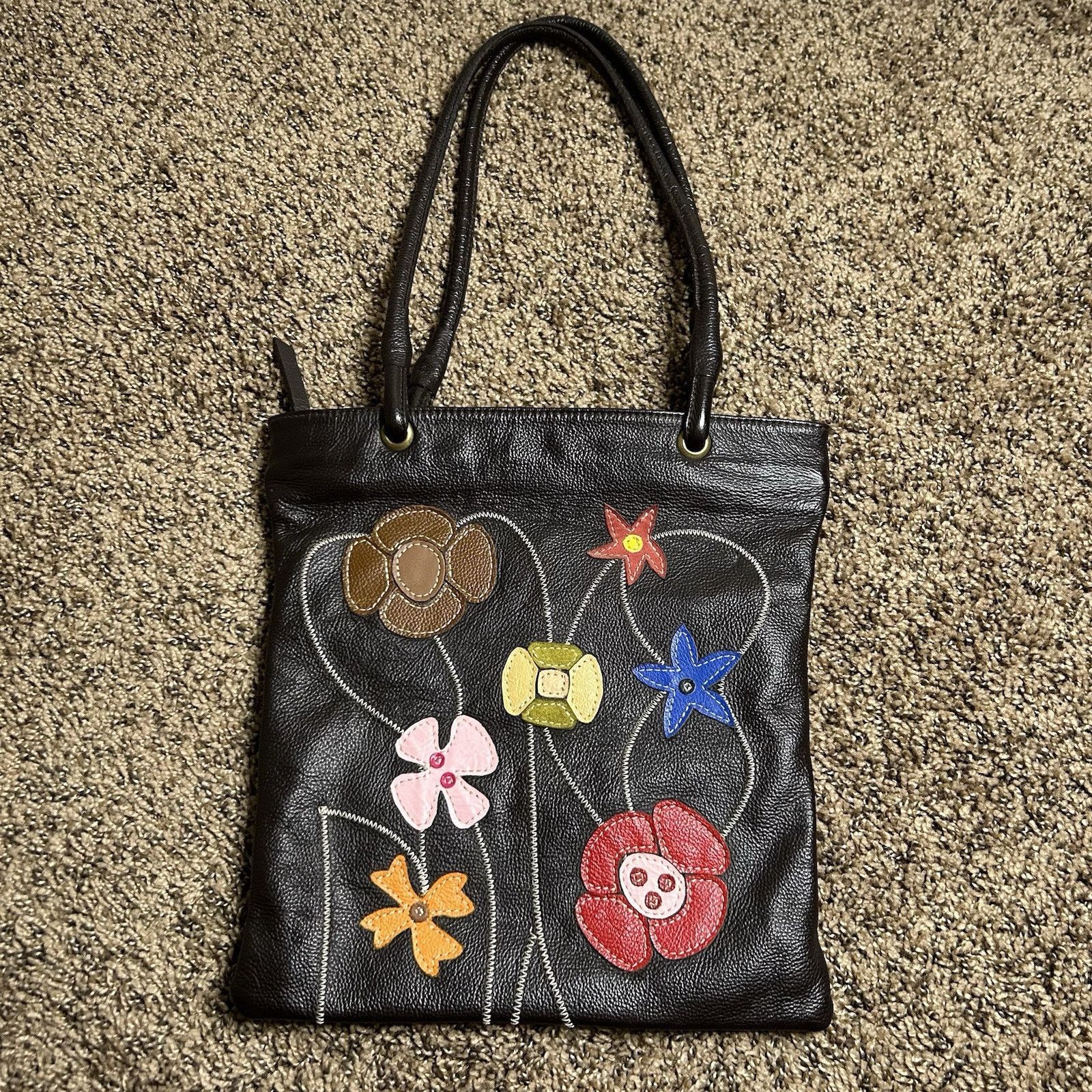 Other Arturo Martinez Handbag Chocolate Leather Floral Purse Size ONE SIZE - 1 Thumbnail