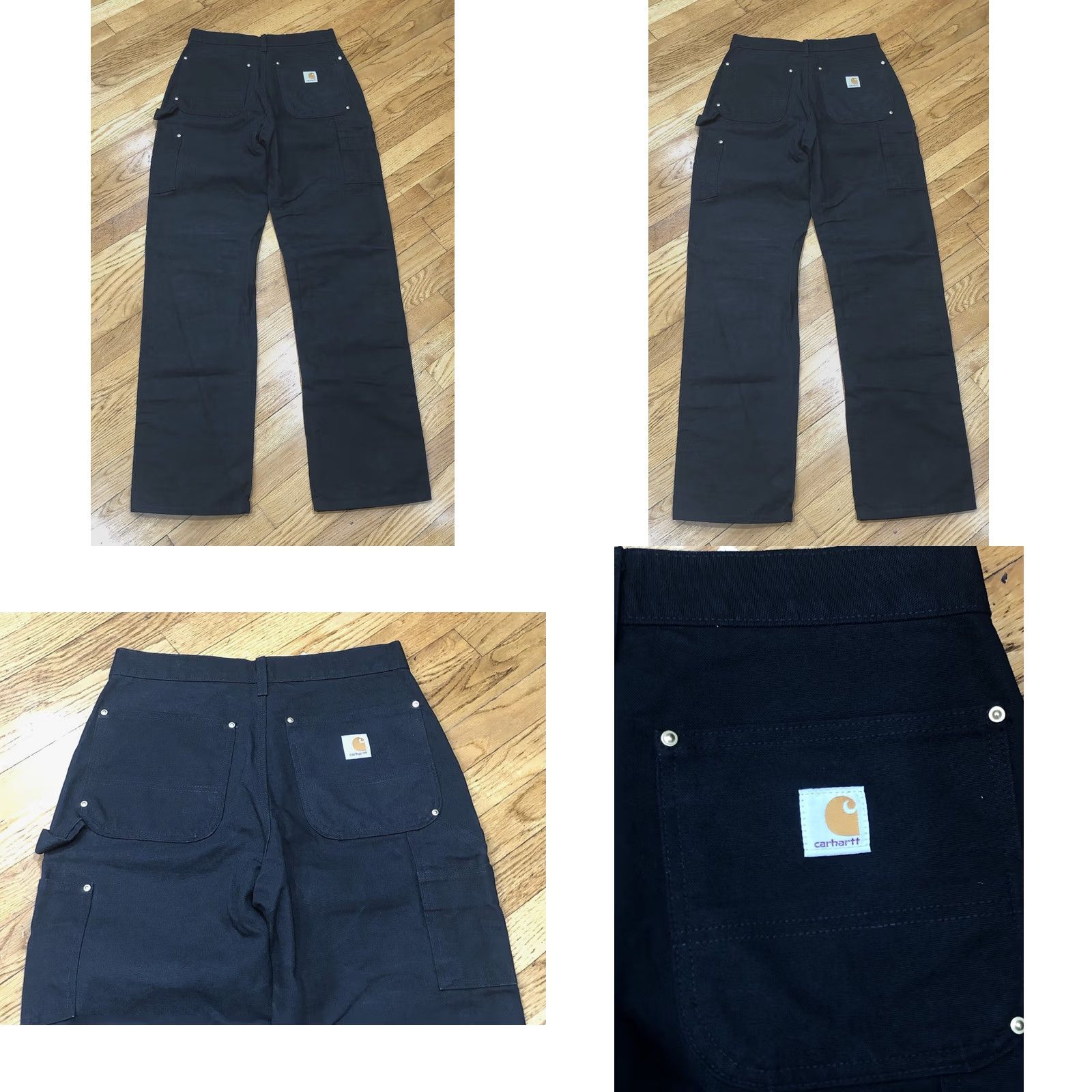 Carhartt VINTAGE Carhartt Carpenter Pants Black 31 x 34 Loose Original Fit 90s Workwear Denim Canvas Straight Leg USA 7 Pocket Double Knee Size US 31 - 8 Thumbnail