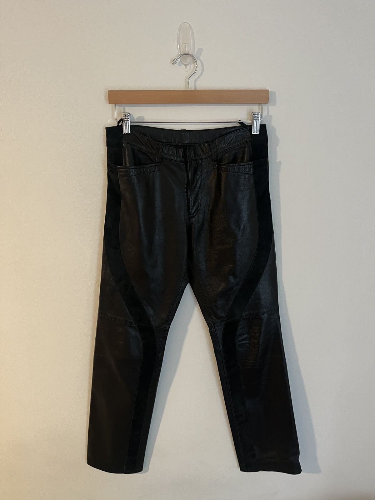 Jean Paul Gaultier Jean Paul Gaultier Leather Pants w/ Suede Stripe AW2002 Size US 30 / EU 46 - 2 Thumbnail