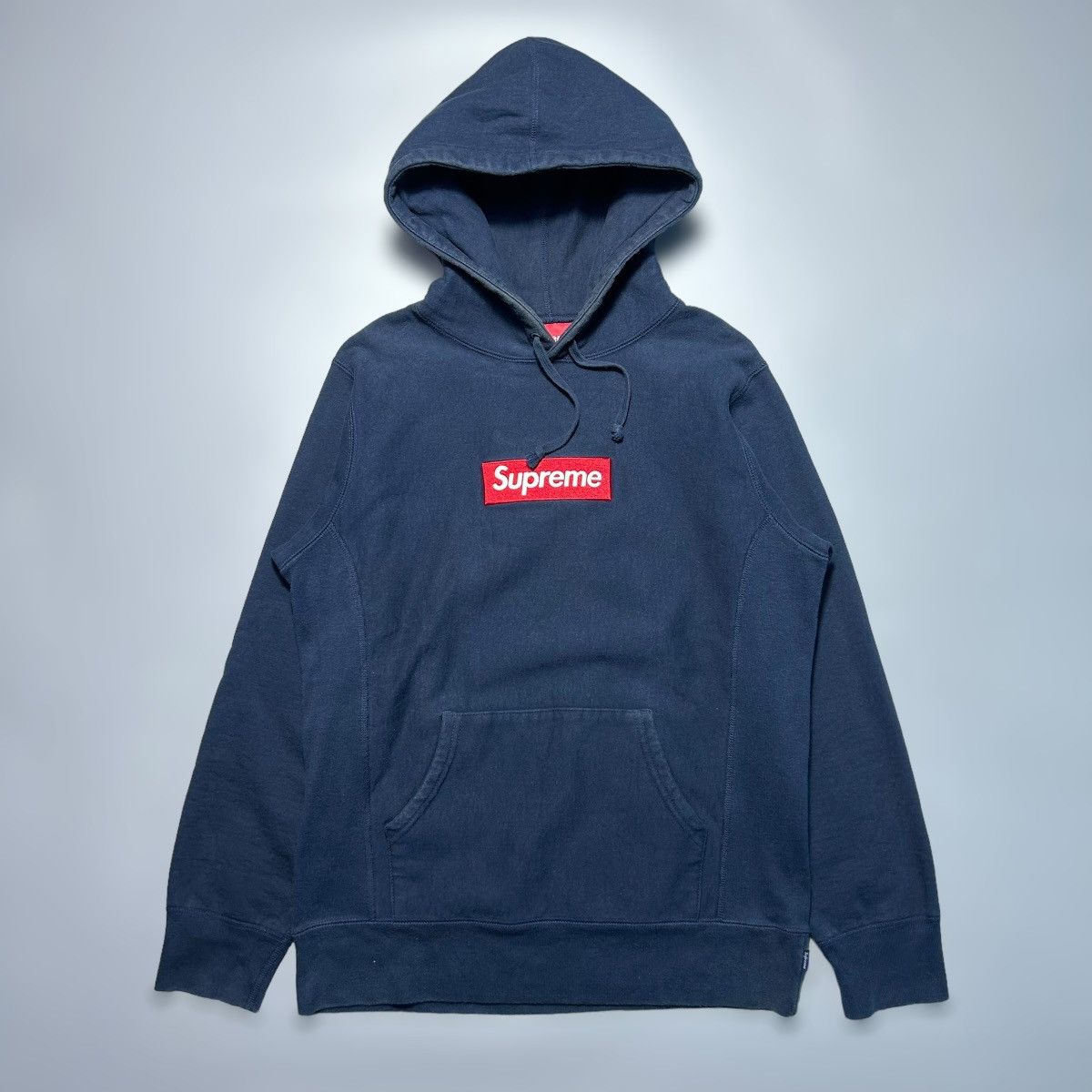 Supreme Supreme Red on Navy Box Logo Hoodie Grailed