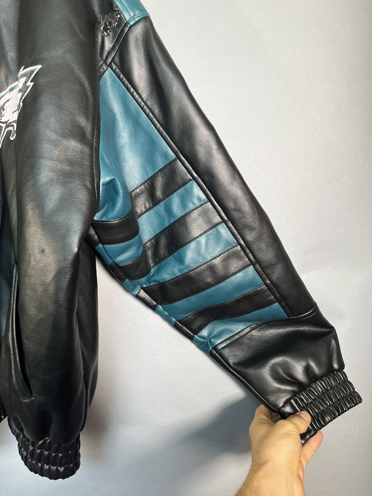 NFL Rare Philadelphia Eagles Embroidered Leather Jacket Size US L / EU 52-54 / 3 - 3 Thumbnail