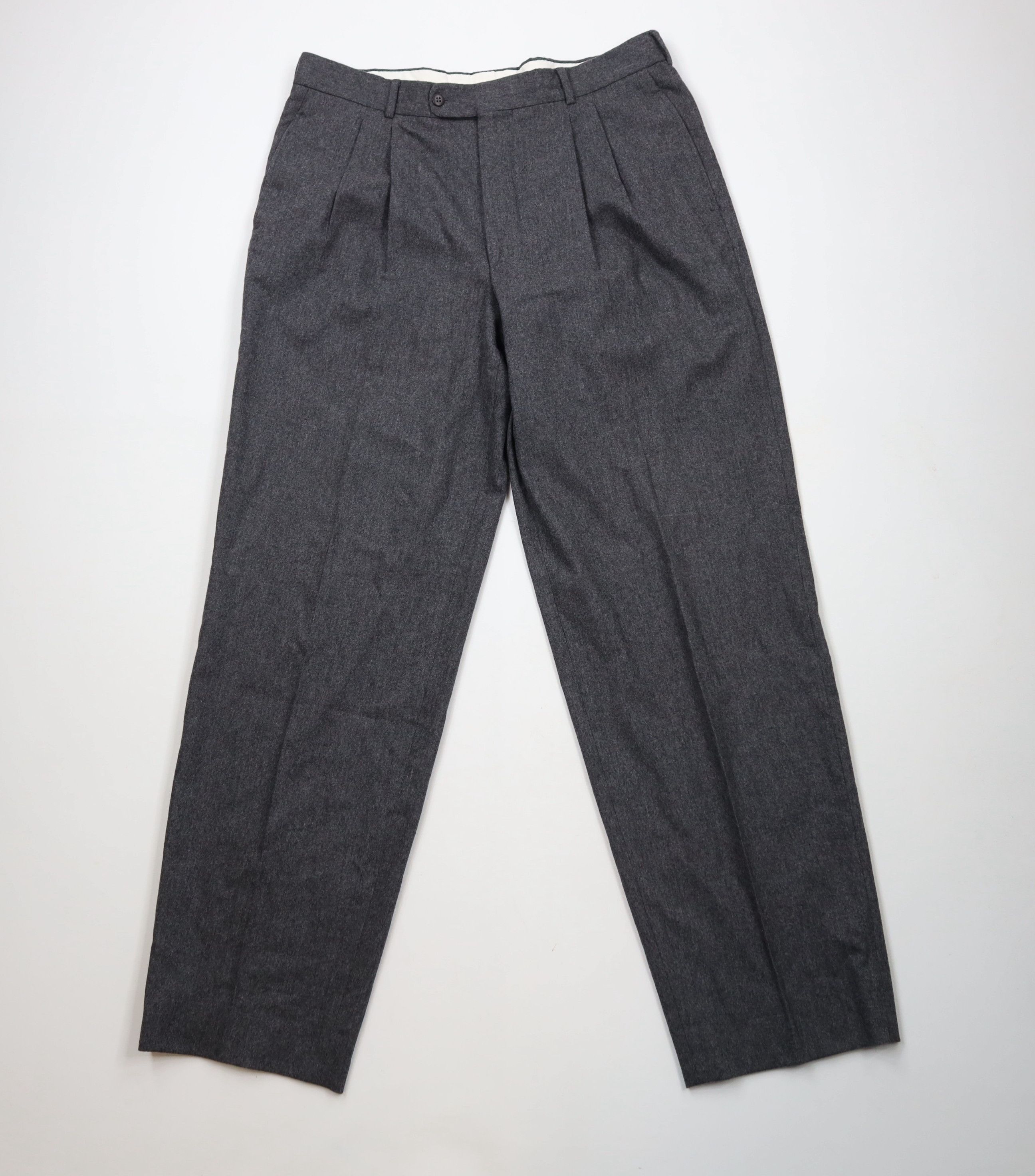 Hugo Boss × Vintage Vintage 80s 90s Hugo Boss Cashmere Wide Leg Chino Pants Gray Size US 36 / EU 52 - 1 Thumbnail