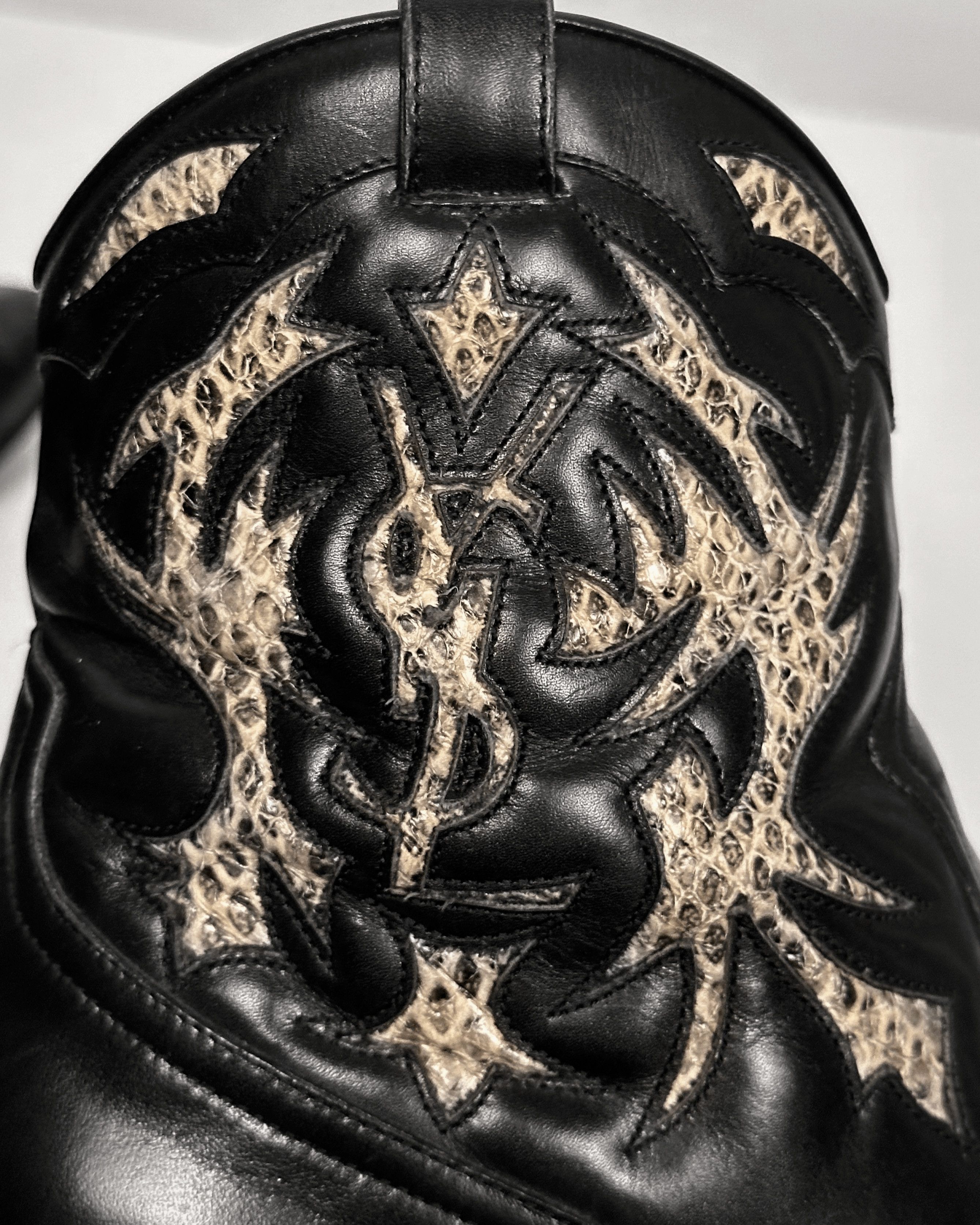 Saint Laurent Paris Saint Laurent Snakeskin Logo Pattern Cowboy Rock Boots Size US 6.5 / EU 39-40 - 8 Thumbnail