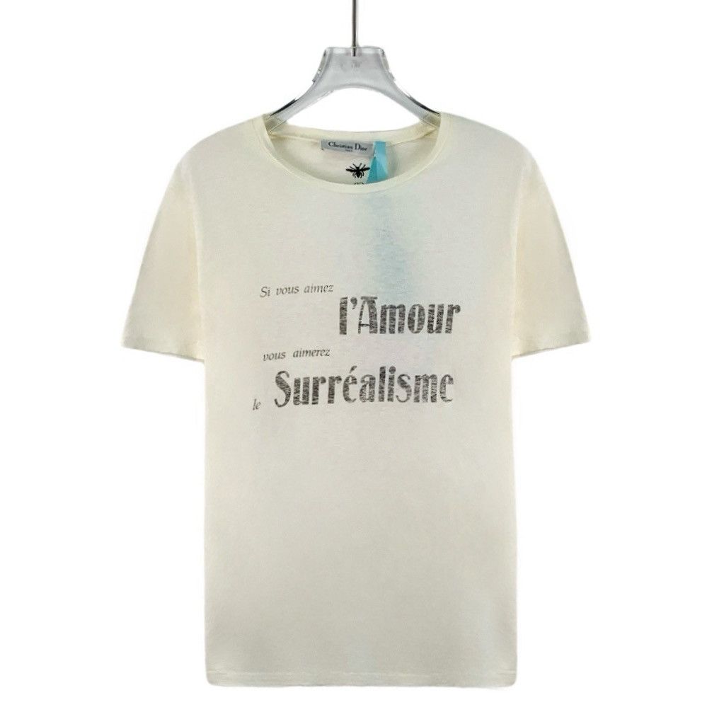 Dior White Logo Letter Print Cotton T-Shirt