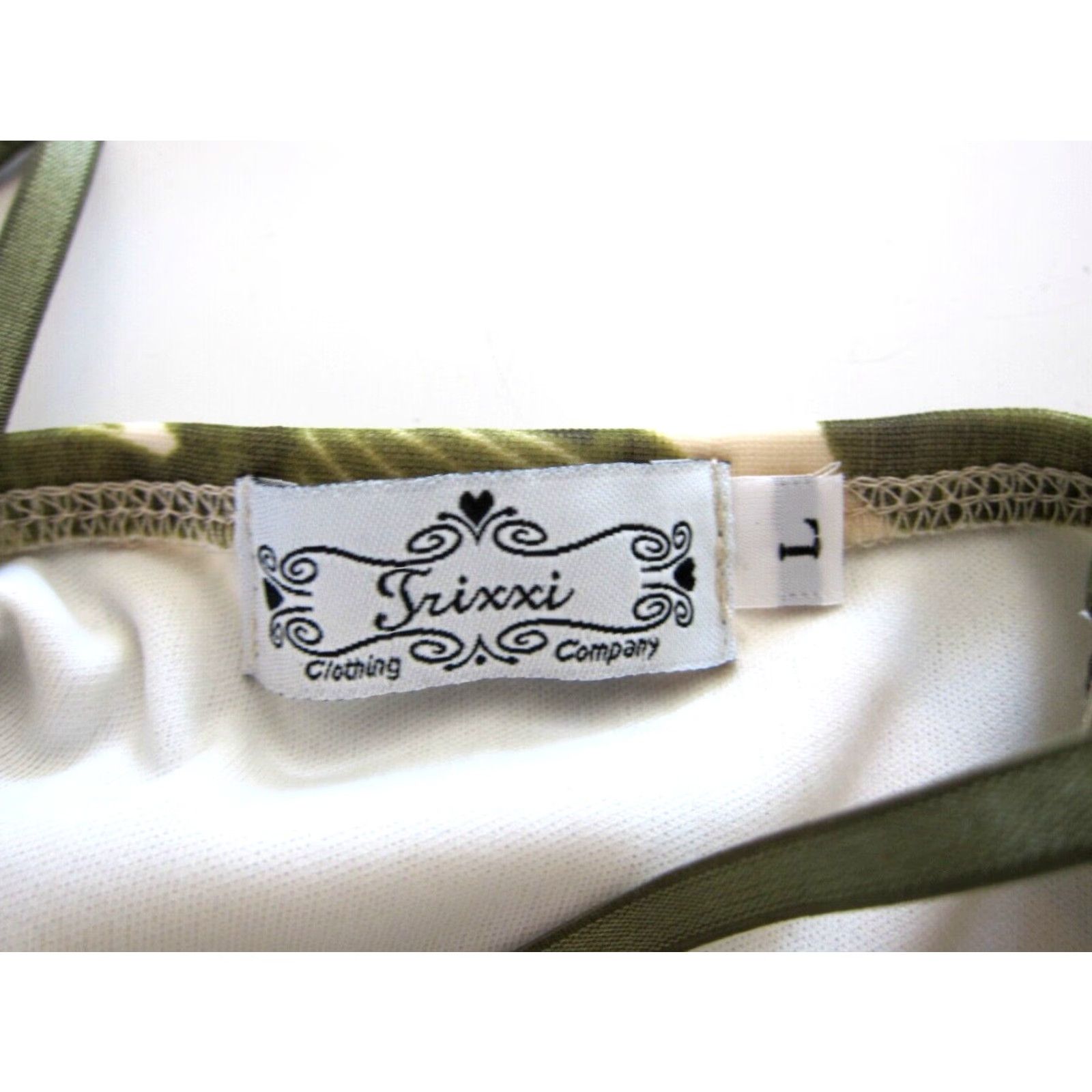 Vintage Vtg Trixxi Green Ivory Floral Stretch Spaghetti Strap Empire Tank Slip Dress L Size L / US 10 / IT 46 - 4 Thumbnail