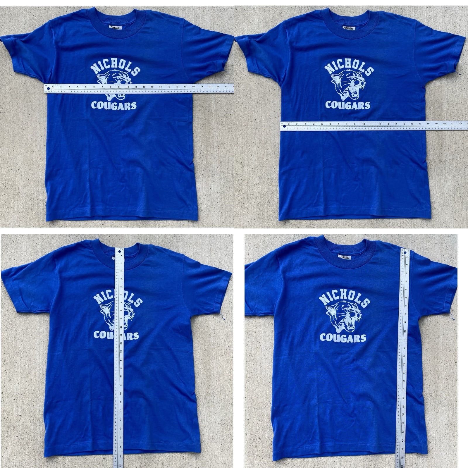 Vintage VINTAGE Oneita Nichols Cougars T-Shirt Graphic Print Blue 50/50 Male Adult M Short Sleeve Crew Neck 1980s 1990s Animals School Mens Size US M / EU 48-50 / 2 - 11 Thumbnail