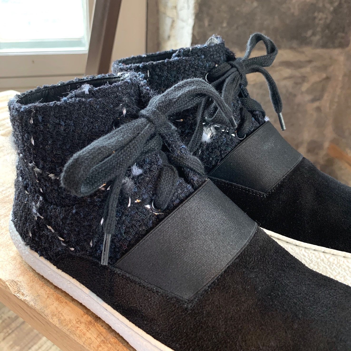 Chanel Chanel Black Suede Tweed Desert High-top Sneakers Size US 9 / EU 42 - 4 Thumbnail