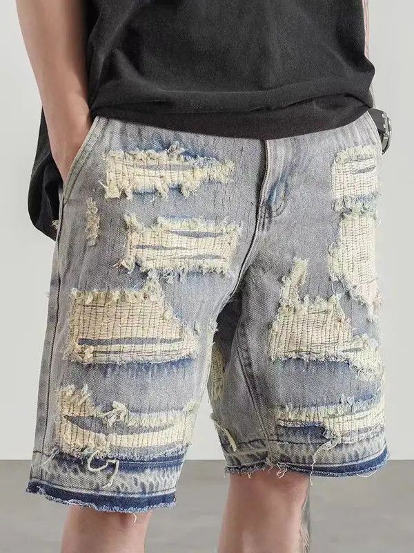 Japanese Brand VIBE Ripped street hip hop skateboard washed denim shorts Size US 30 / EU 46 - 3 Thumbnail