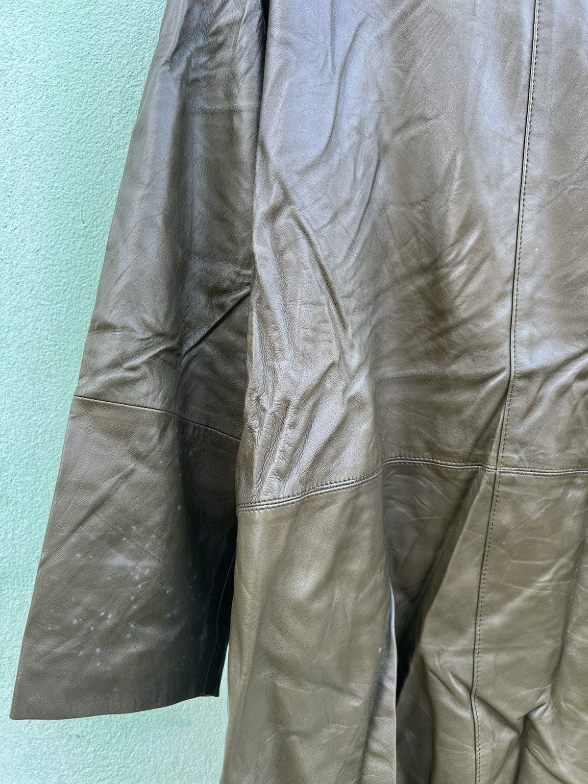 Japanese Brand Vintage Marie Claire Paris Pleated Leather Jacket OliveGreen Size US L / EU 52-54 / 3 - 11 Thumbnail