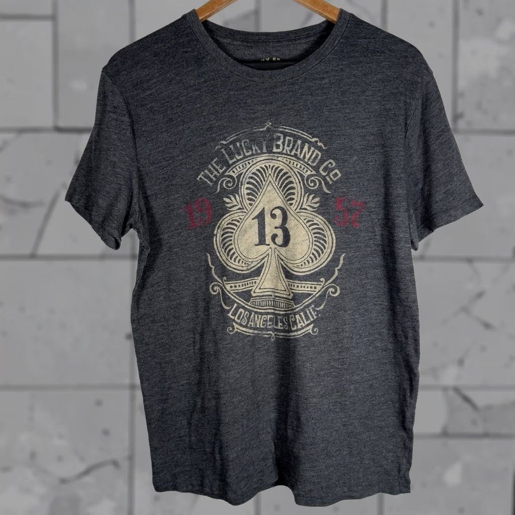 Lucky Brand Lucky Brand Gray Casual Graphic Tee Mens M Shirt Size US M / EU 48-50 / 2 - 1 Thumbnail