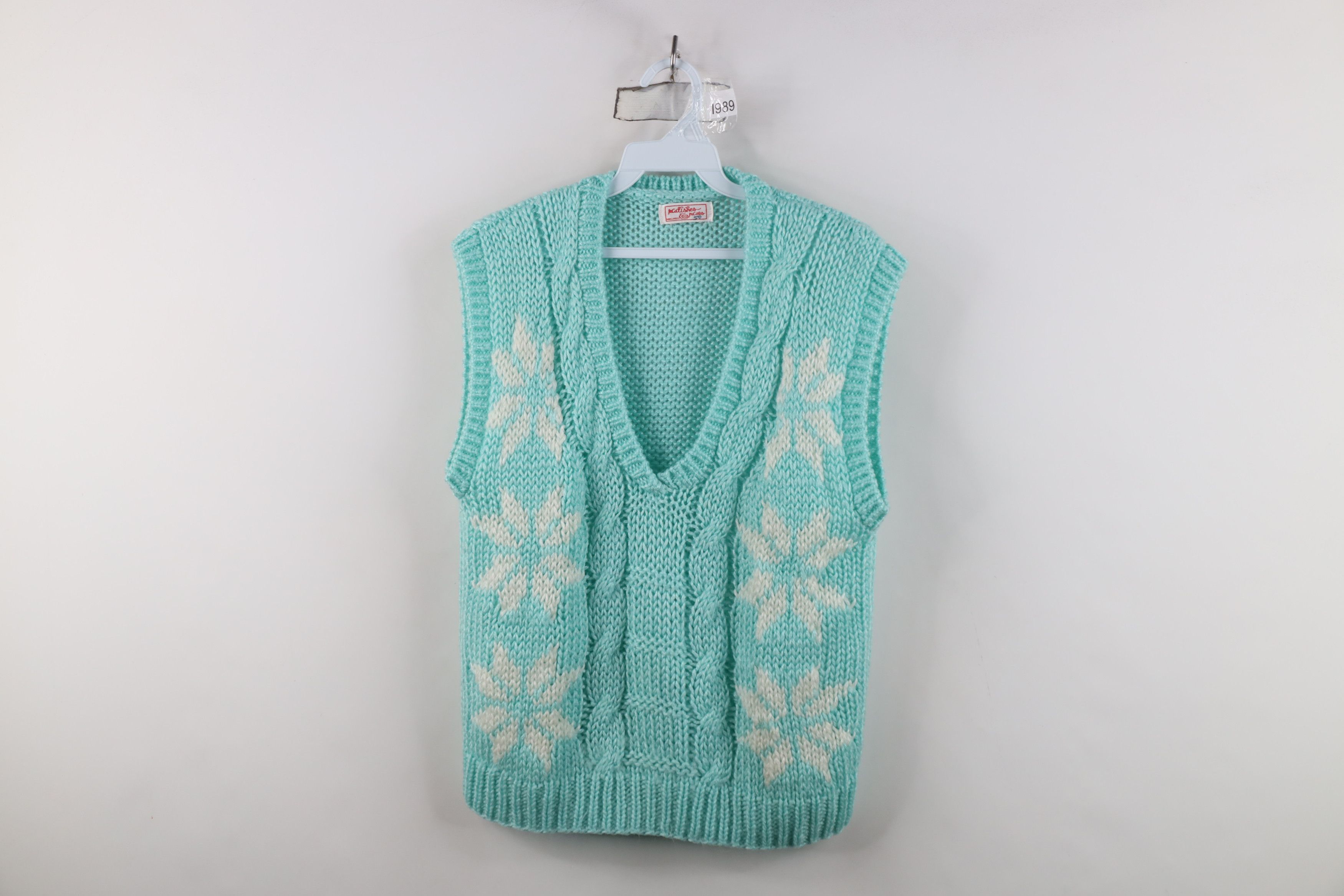 Vintage Vintage 80s Mid Mod Snowflake Cable Knit Sweater Vest Size M / US 6-8 / IT 42-44 - 1 Thumbnail