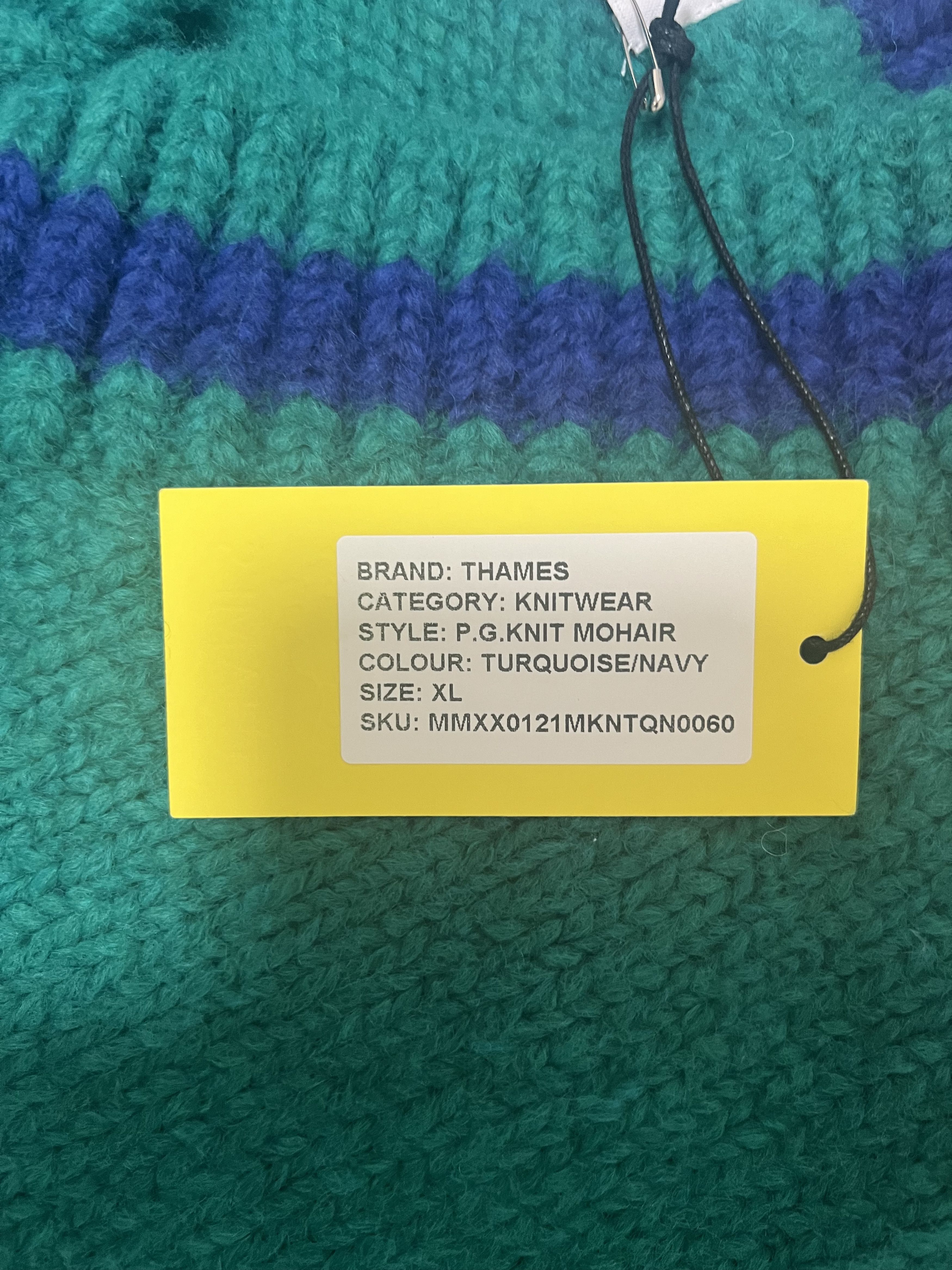 Thames 💚 Thames P.G Knit Mohair Marlborough Green Turquoise/Navy Size US XL / EU 56 / 4 - 6 Thumbnail