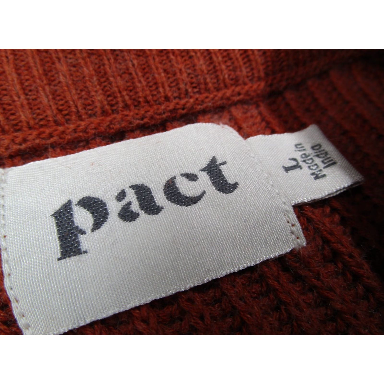 Vintage Pact Organic Wool Blend Knit Pullover Sweater Mens Large Orange Long Sleeve Cable-Knit 90s Classic Size US L / EU 52-54 / 3 - 2 Thumbnail