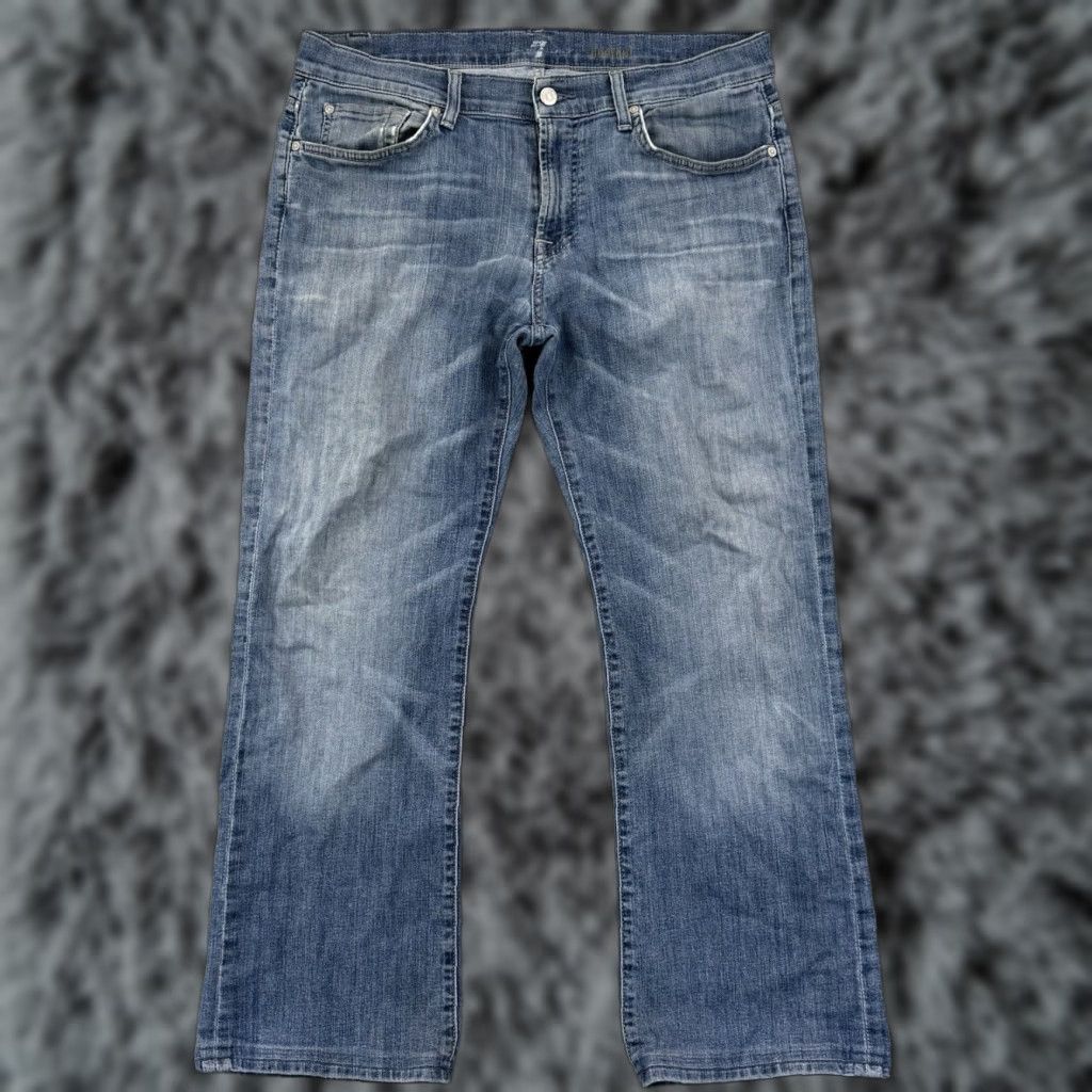7 For All Mankind 7 For All Mankind Bootcut Jeans Mens 34x31 Blue Light Wash Denim Stretch Regular Slim Fit Pockets Logo USA City 7 For All Mankind Austyn Mens Jeans Size US 34 / EU 50 - 1 Thumbnail
