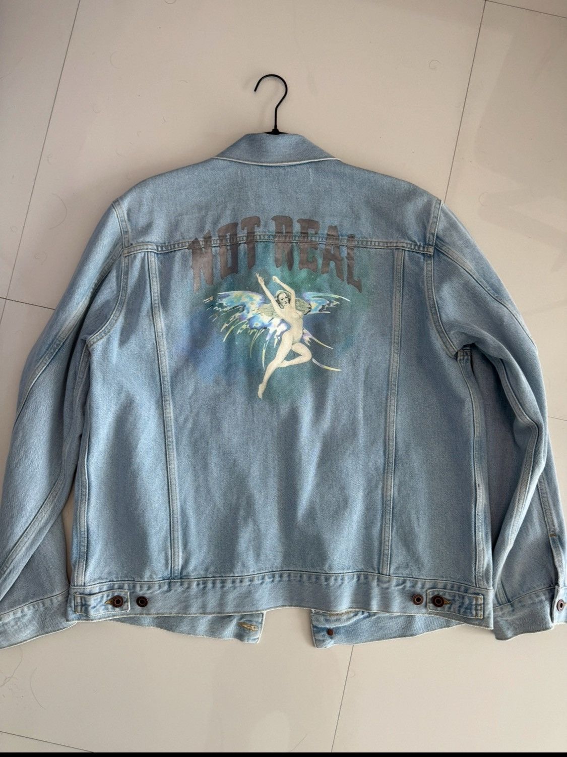 Off-White AUTHENTIC Off-White “Not Real” Graphic Denim Jacket Size US S / EU 44-46 / 1 - 1 Thumbnail