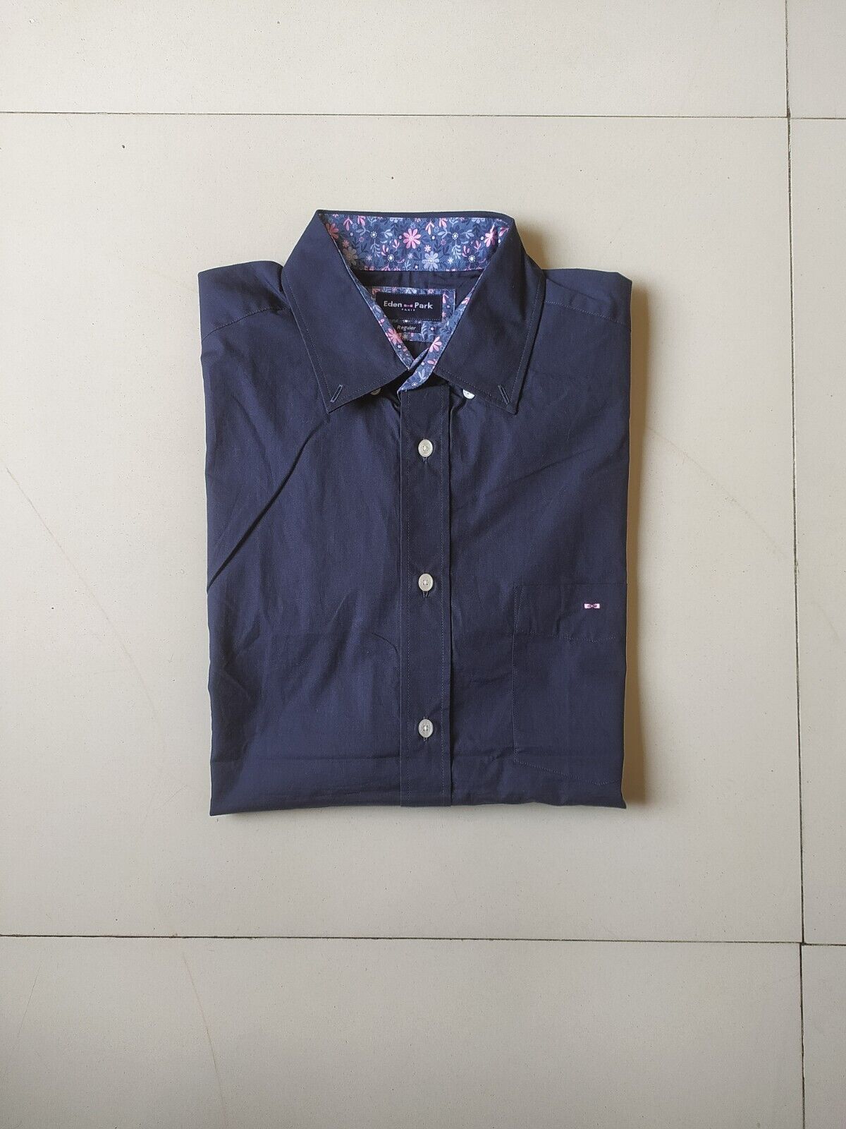 image of Eden Park Dark Blue Shirt With Contrasting Elbow Patches$140, Men's (Size Large)