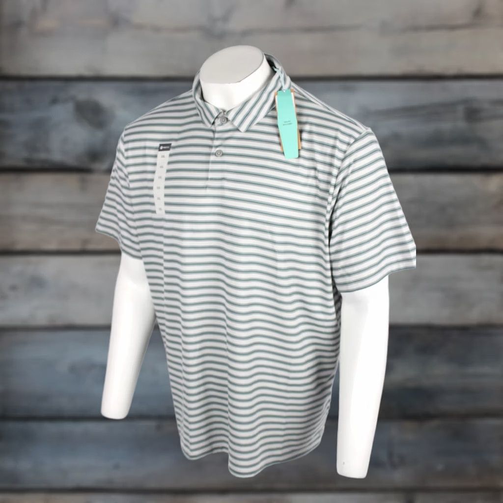 Vintage Free Fly Men's Elevate Polo Short Sleeve Shirt XXL Smooth Sailing Stripe Gray Solid Pattern Shirt Size US XXL / EU 58 / 5 - 1 Thumbnail