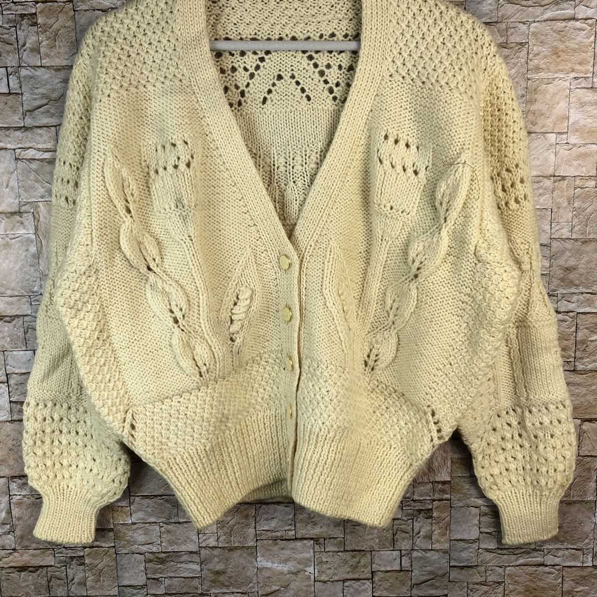 Homespun Knitwear × Japanese Brand Japan vintage crochet Brown Cardigan Knitwear #A1229 Size US M / EU 48-50 / 2 - 3 Thumbnail
