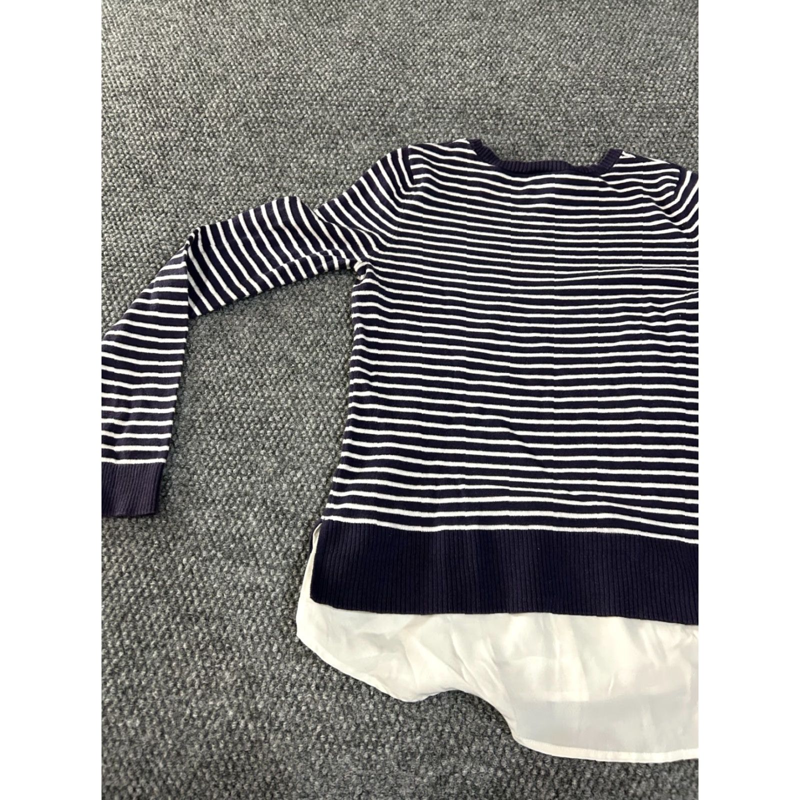 Loft LOFT Sweater Women Small Navy White Striped Knit Cable Crew Neck Long Sleeve Casual Preppy Office Pullover All Seasons 100% Cotton Regular Fit Boys? Size S / US 4 / IT 40 - 7 Thumbnail