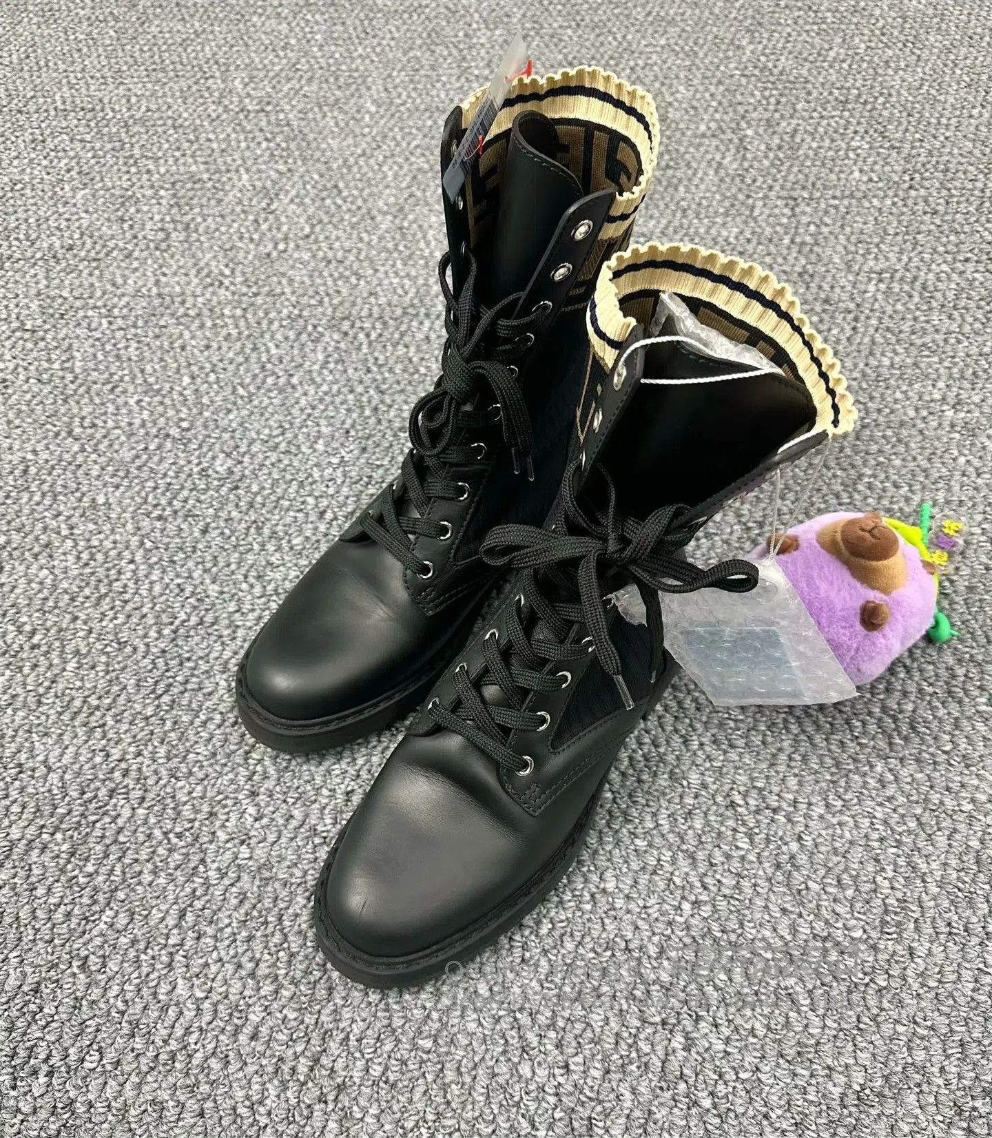 Fendi FENDI Black Classic Monogrammed Short Boots| Size US 5 / EU 37 - 2 Thumbnail
