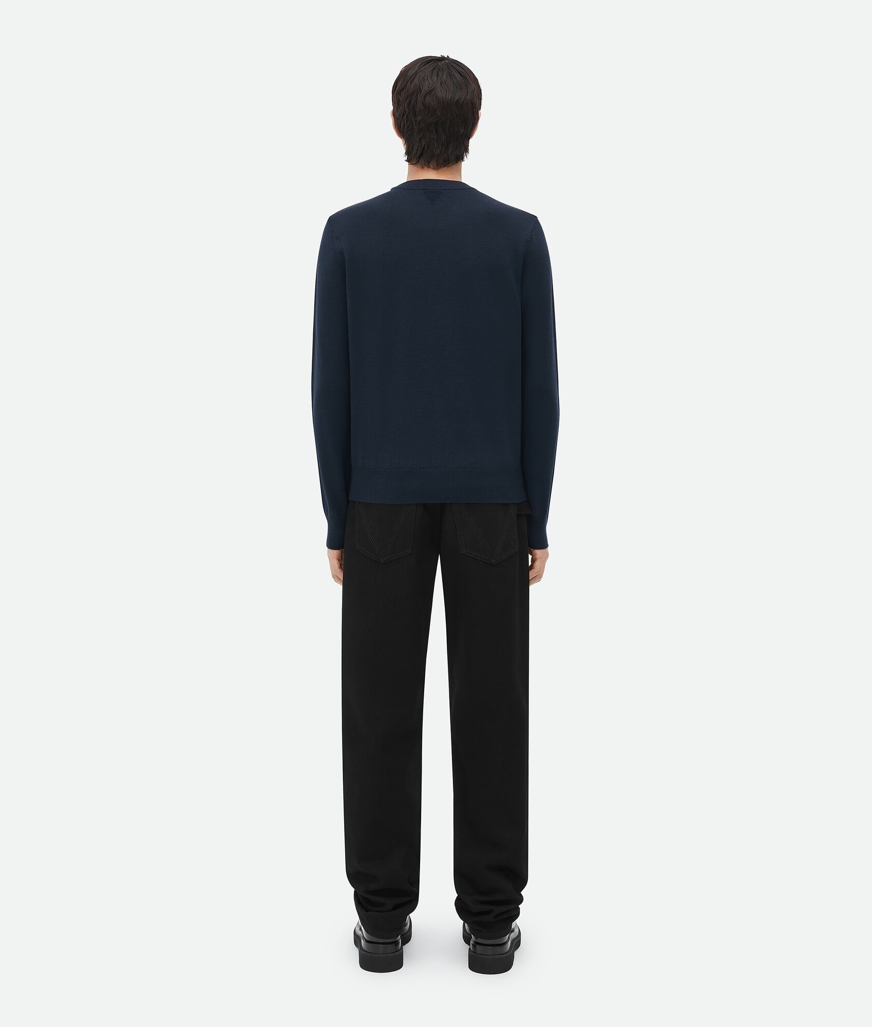 Bottega Veneta o1n1vont1224 "Bv" Embroidery Wool Jumper in Midnight Blue Size US L / EU 52-54 / 3 - 3 Thumbnail