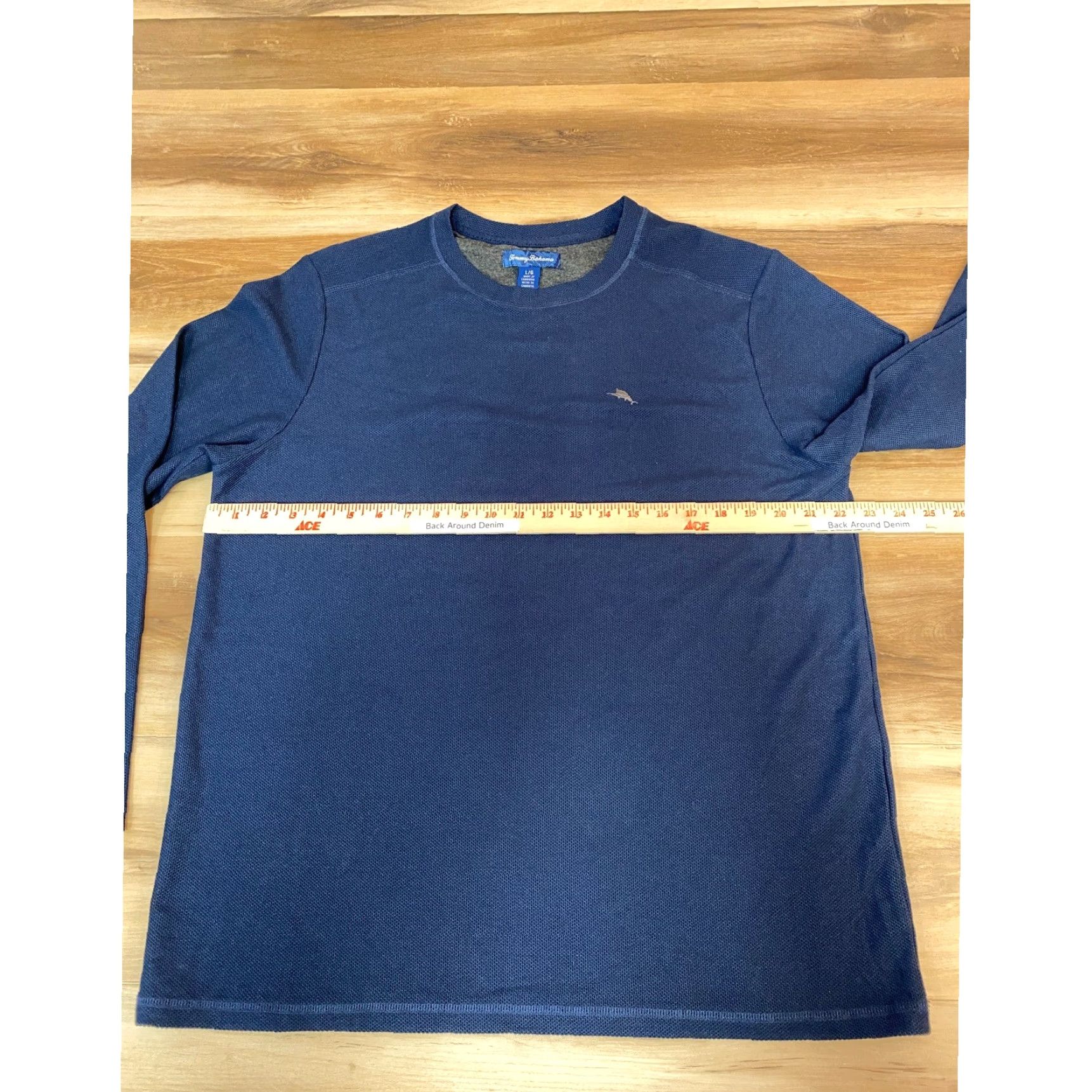 Tommy Bahama Tommy Bahama Mens Long Sleeve Shirt Blue Crew Neck Waffle Knit Performance Size US L / EU 52-54 / 3 - 7 Thumbnail