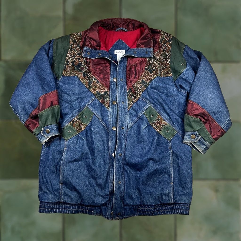 Vintage VINTAGE Two Twenty Women’s Blue Denim Patchwork Winter Lined Jacket XL Long Size XL / US 12-14 / IT 48-50 - 1 Thumbnail