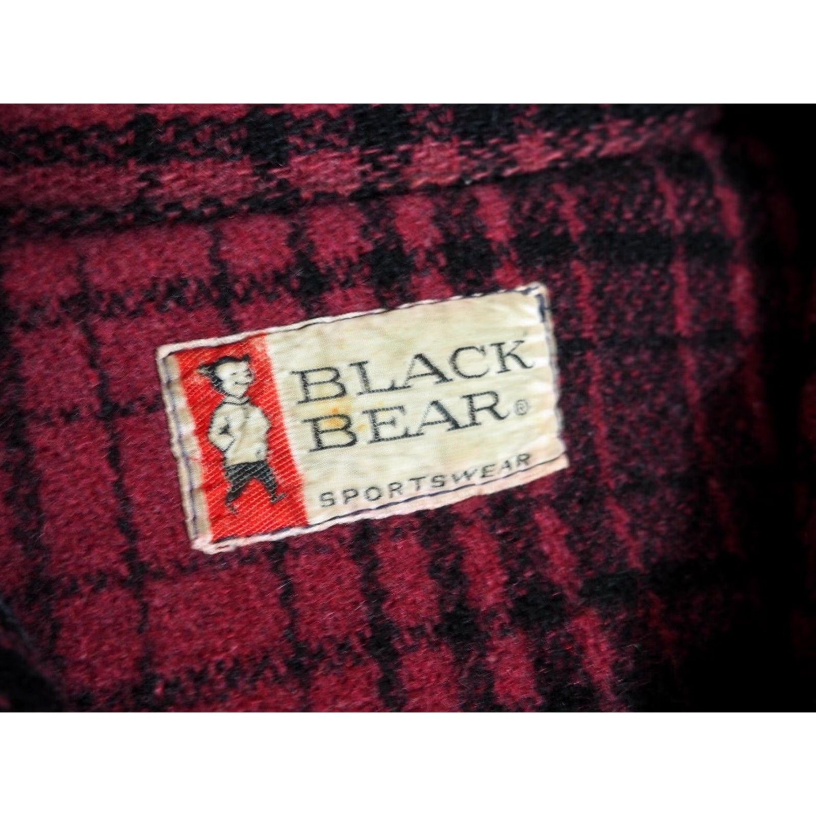 Vintage VTG Black Bear Field Jacket Red Wool Shadow Plaid 1950s Mens L Size US L / EU 52-54 / 3 - 5 Thumbnail