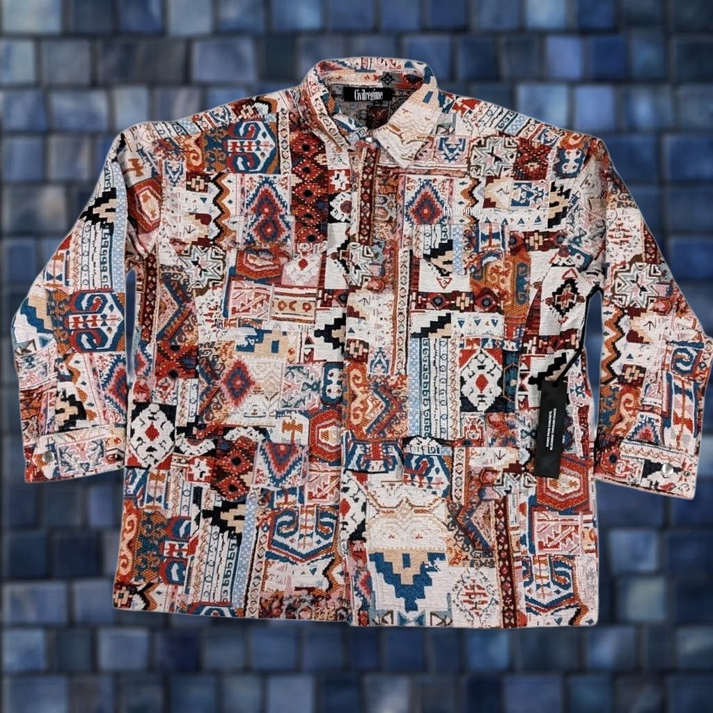 Vintage VINTAGE Civil Regime Jacket Mens XS Tapestry Woven Aztec Print Streetwear Poly Size US XS / EU 42 / 0 - 1 Thumbnail