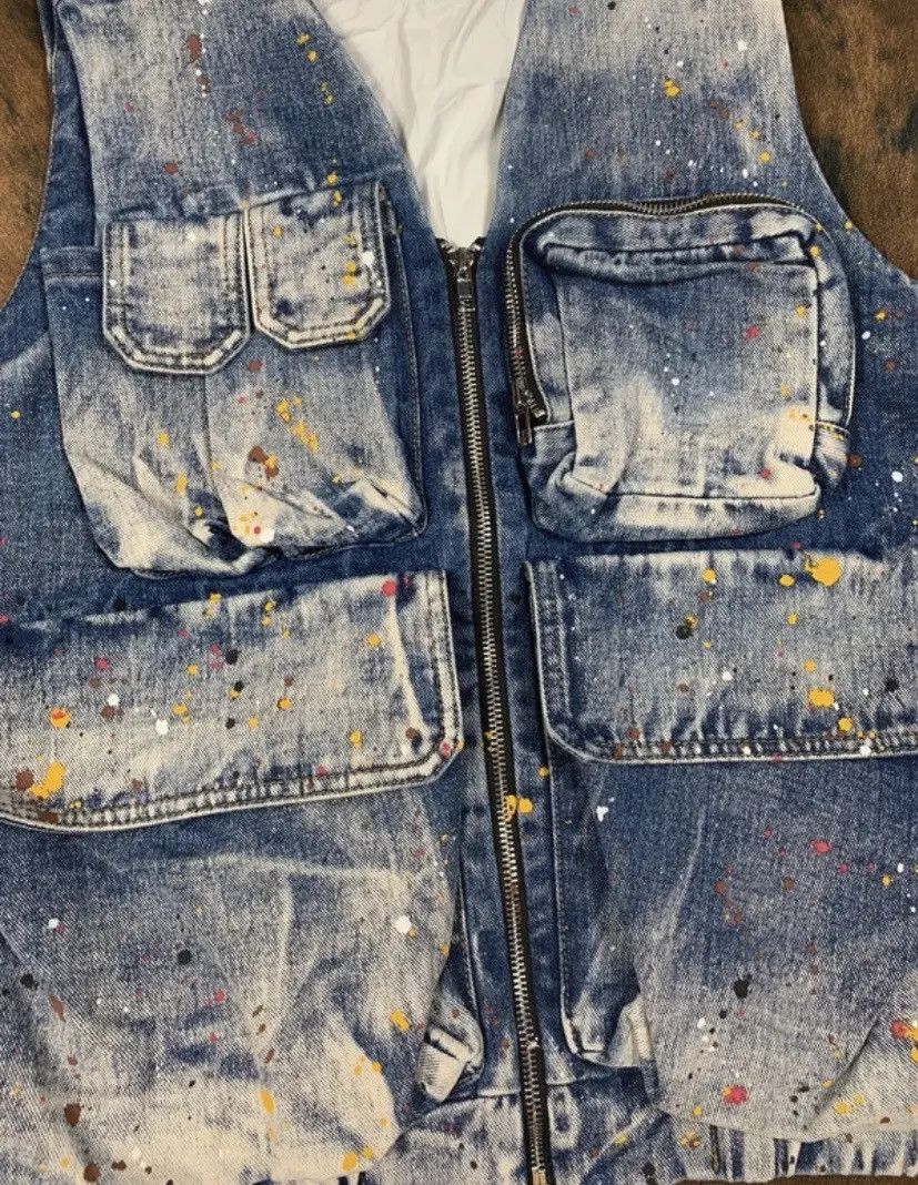 Jaded London CRAZY JADED LONDON PAINT SPLATTER VEST DENIM JACKET Size US M / EU 48-50 / 2 - 3 Thumbnail