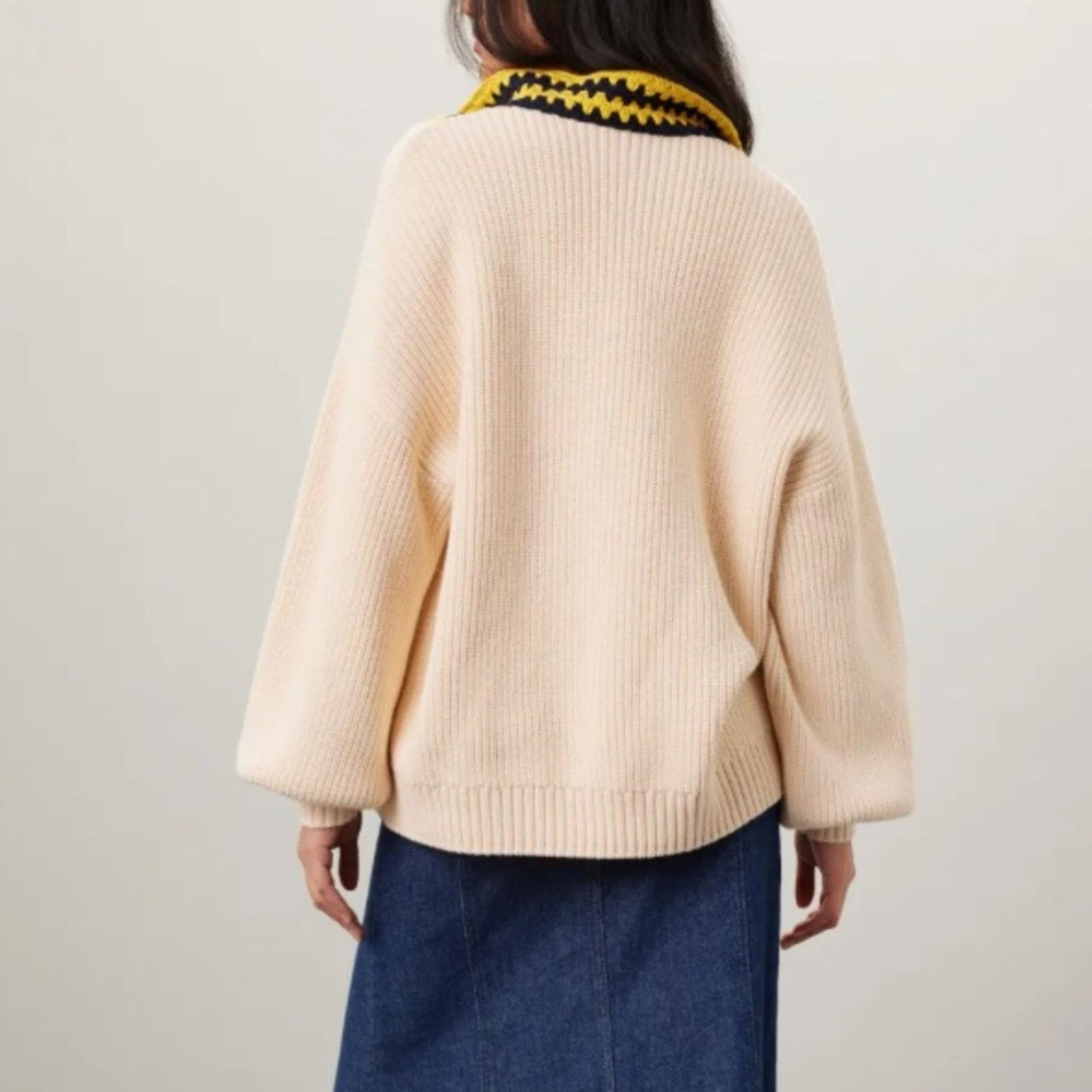 RHODE RTR Rhode Finn Granny Square Knit Long Sleeve Zip Sweater Size S / US 4 / IT 40 - 2 Thumbnail
