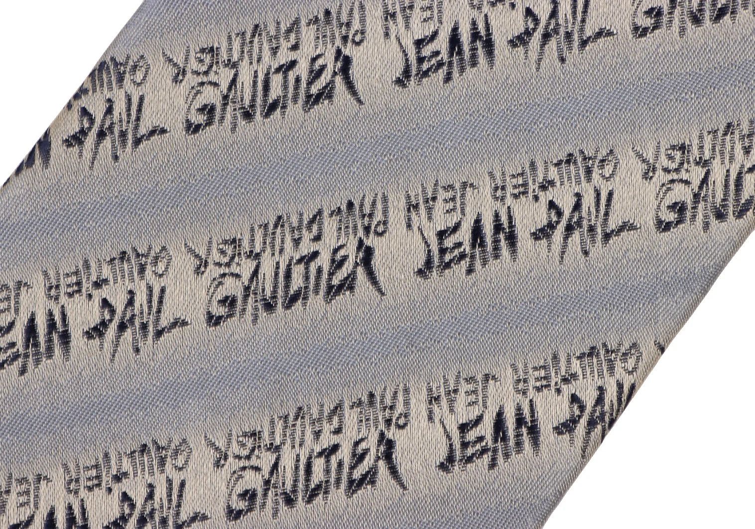Jean Paul Gaultier Chain-Decorated Jacquard Tie in Gray and Navy Size ONE SIZE - 5 Thumbnail