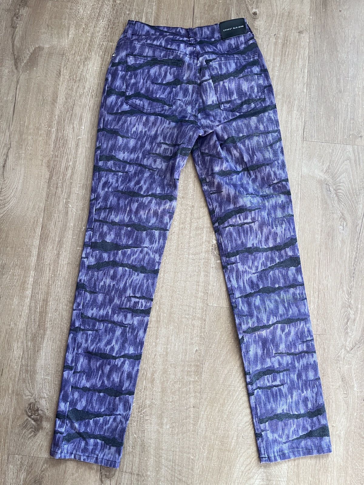 Vintage Ernest Blue Jeans Cheetah Print Leopard Violet 38 Size 27" / US 4 / IT 40 - 2 Thumbnail