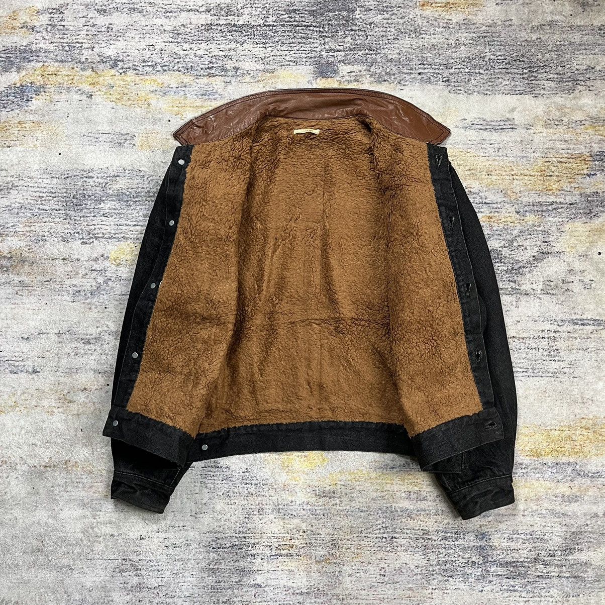 Japanese Brand Vtg Person’s oversized sherpa denim jacket collar leather Size US M / EU 48-50 / 2 - 7 Thumbnail
