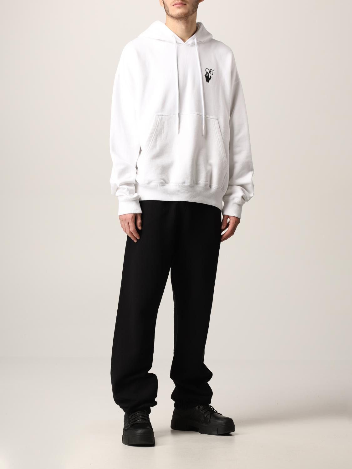 Off-White White Embroidered Cut Here Logo Oversized Skate Hoodie Size XS / US 0-2 / IT 36-38 - 3 Thumbnail