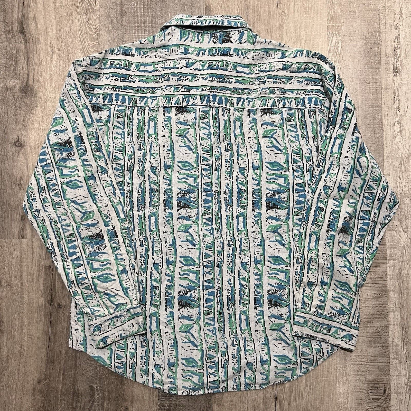Vintage Vintage DEV Abstract Surf Beach Button Green/Blue 80s Shirt Size US M / EU 48-50 / 2 - 2 Thumbnail