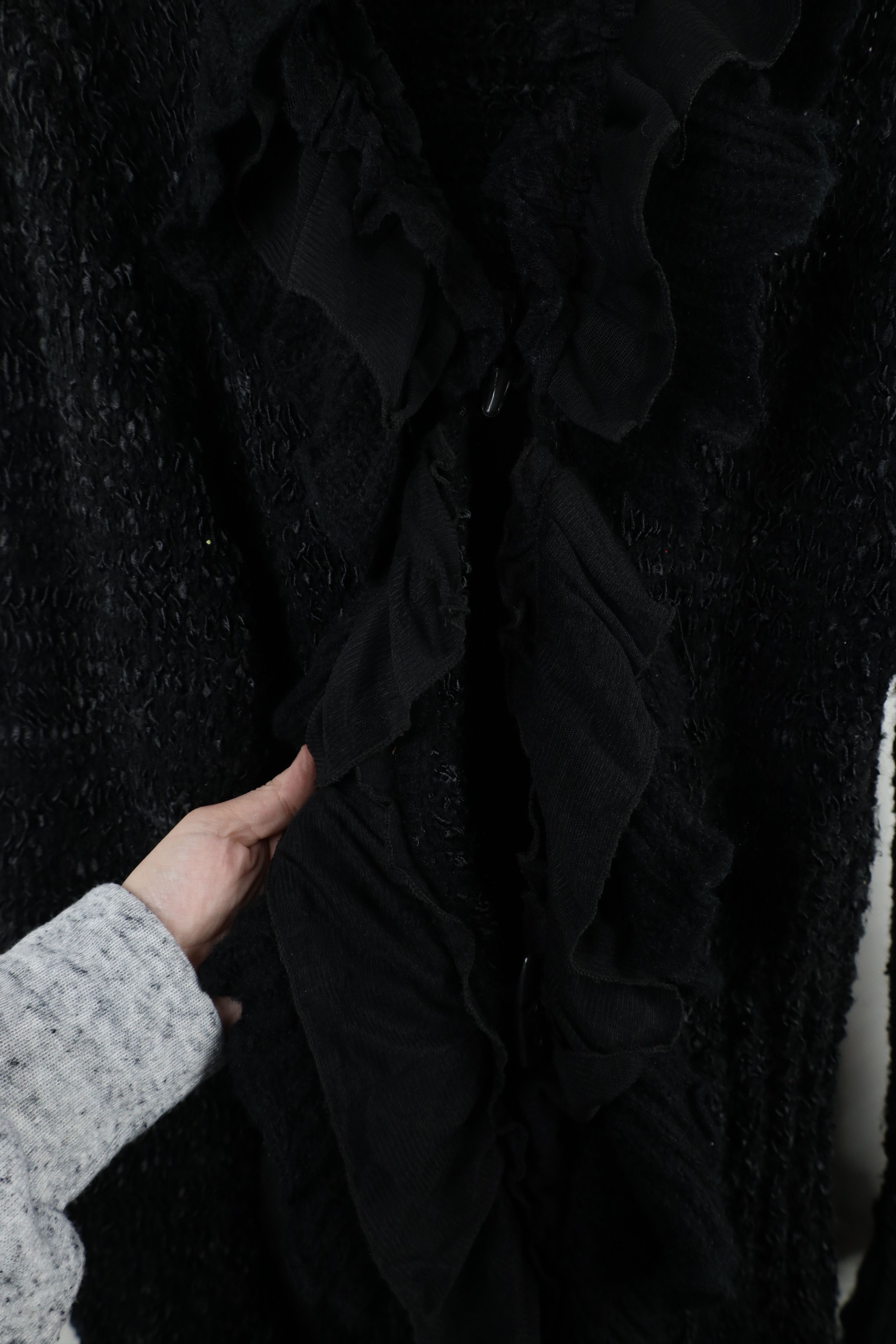 Vintage Vintage 90s Goth Ruffled Toggle Button Full Length Sweater Size XL / US 12-14 / IT 48-50 - 6 Thumbnail