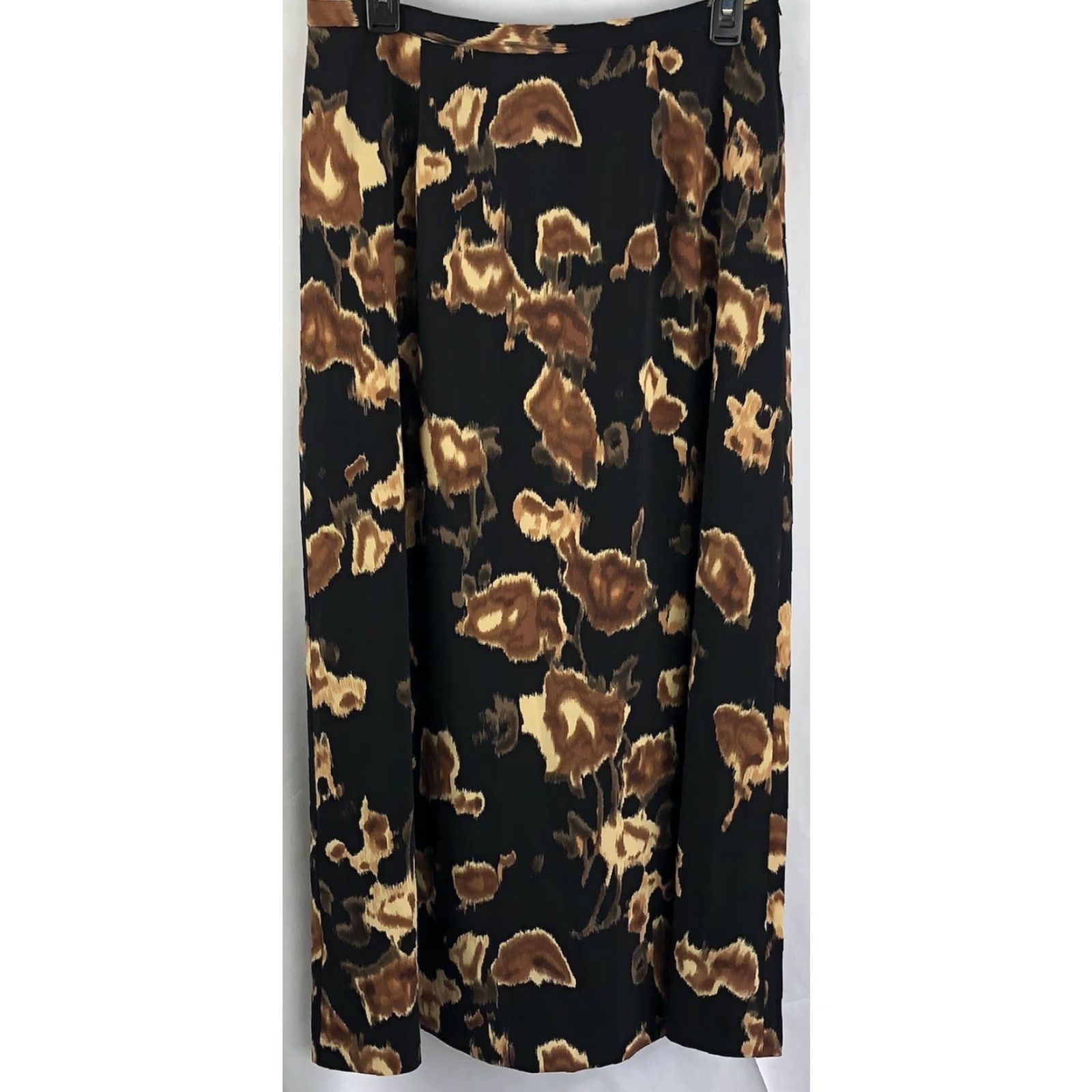 Vintage Vintage Kathie Lee Skirt Geometric Maxi 30” Elastic Waist Black Brown A-Line Long 12 Women Boho Grunge Retro Modern 90s Style Size 34" / US 12 / IT 48 - 4 Thumbnail