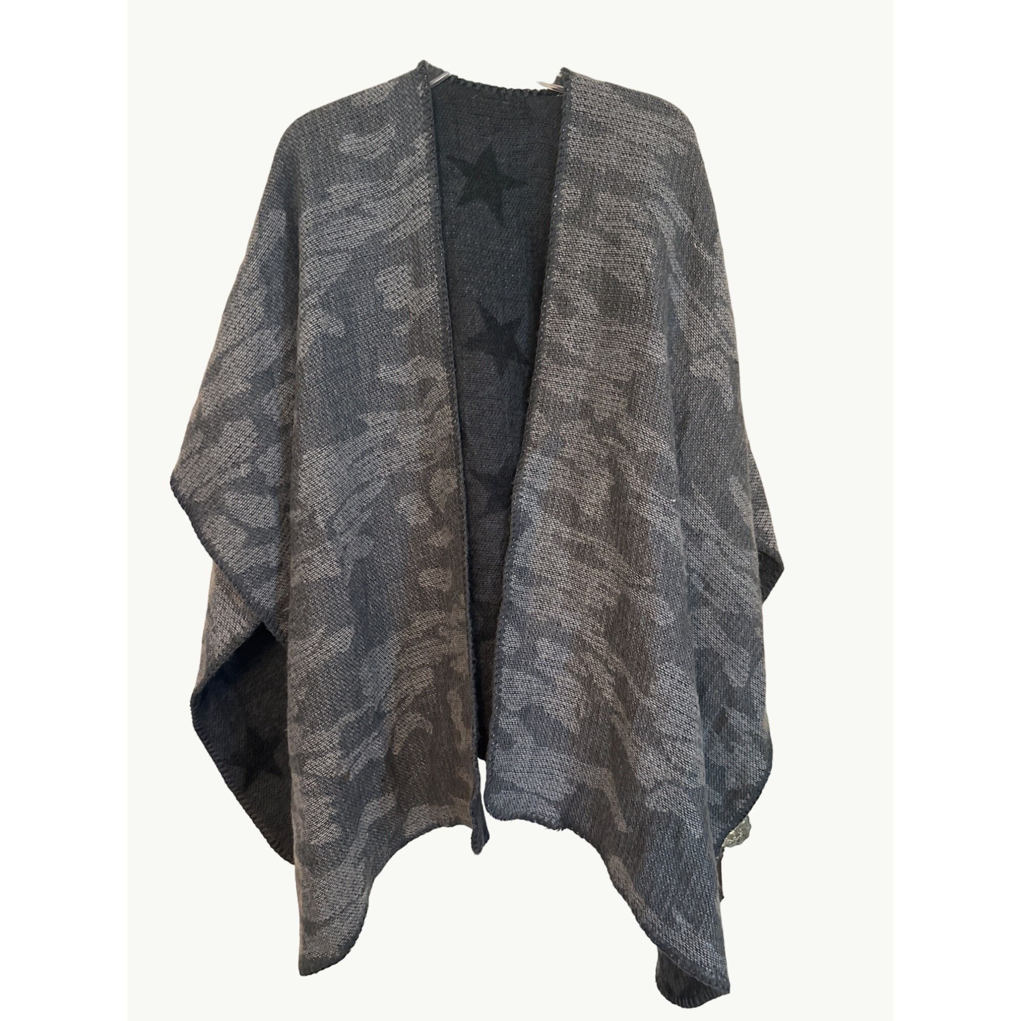 Woolrich Woolen Mills Woolrich Charcoal Star Patterned Reversible Wool Blend Ponch Size ONE SIZE - 2 Thumbnail