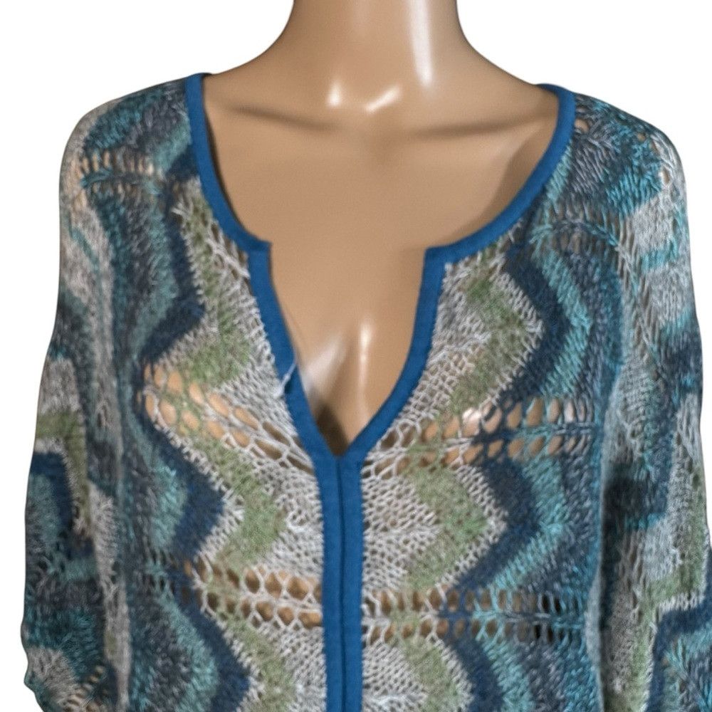 Other New Nation Design Wool Blend Zig Zag Knit Poncho Size ONE SIZE - 2 Thumbnail