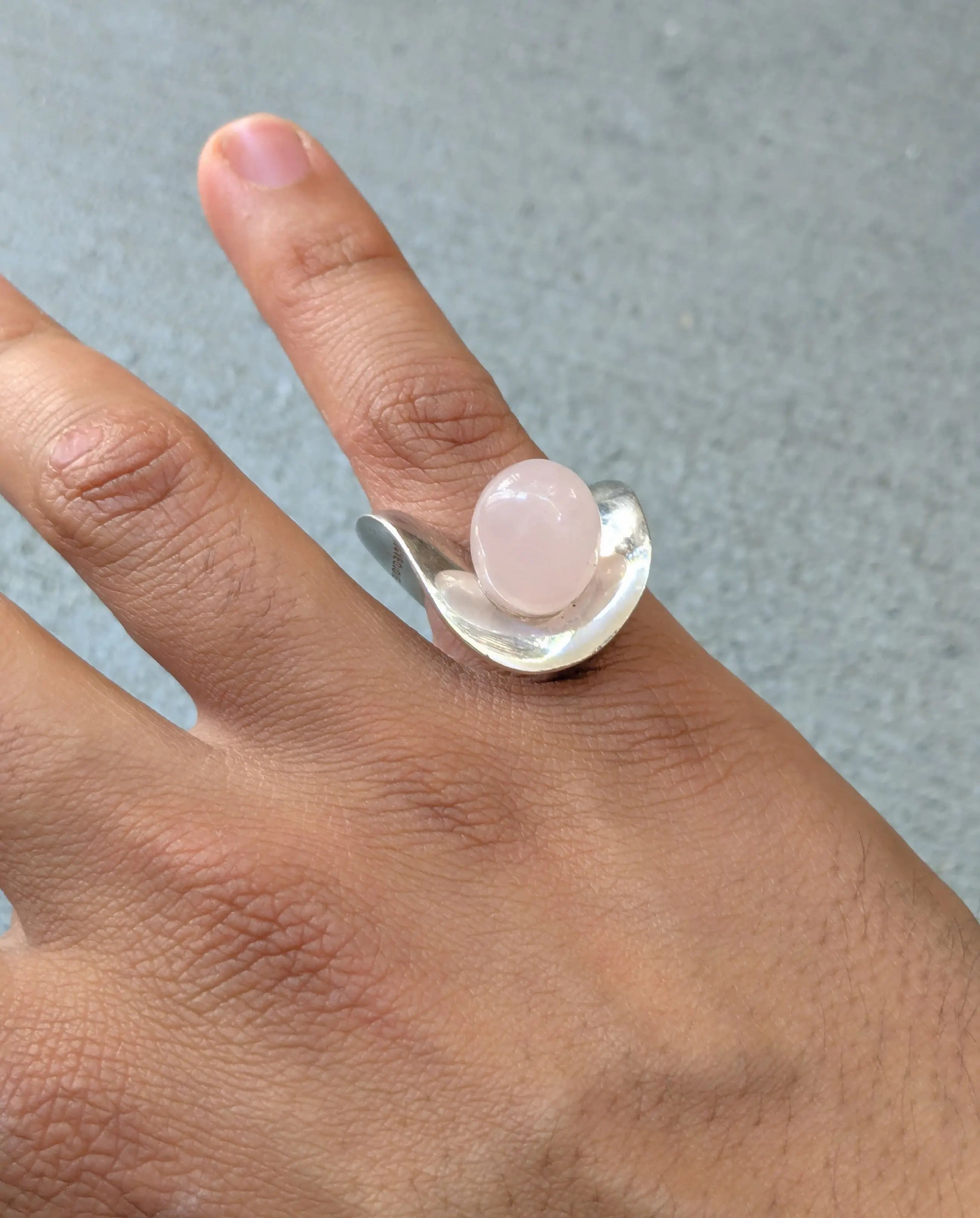 Jewelry Nuovegioie Sterling Silver Ring 6.5 Rose Quartz Abstract Size ONE SIZE - 12 Thumbnail