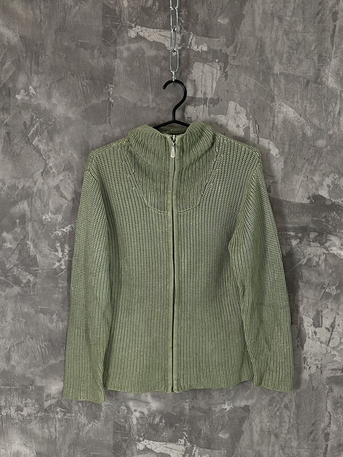 Salvatore Ferragamo × Vintage Vintage Y2K zip up ribbed Silk Salvatore Ferragamo sweater Size L / US 10 / IT 46 - 1 Thumbnail