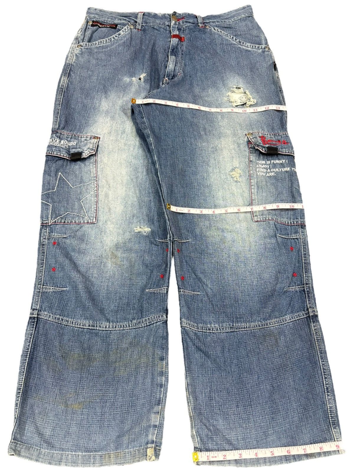 Japanese Brand Vintage Japanese Cargo Faded Wash Distress Baggy Skate Jeans Size US 34 / EU 50 - 13 Thumbnail
