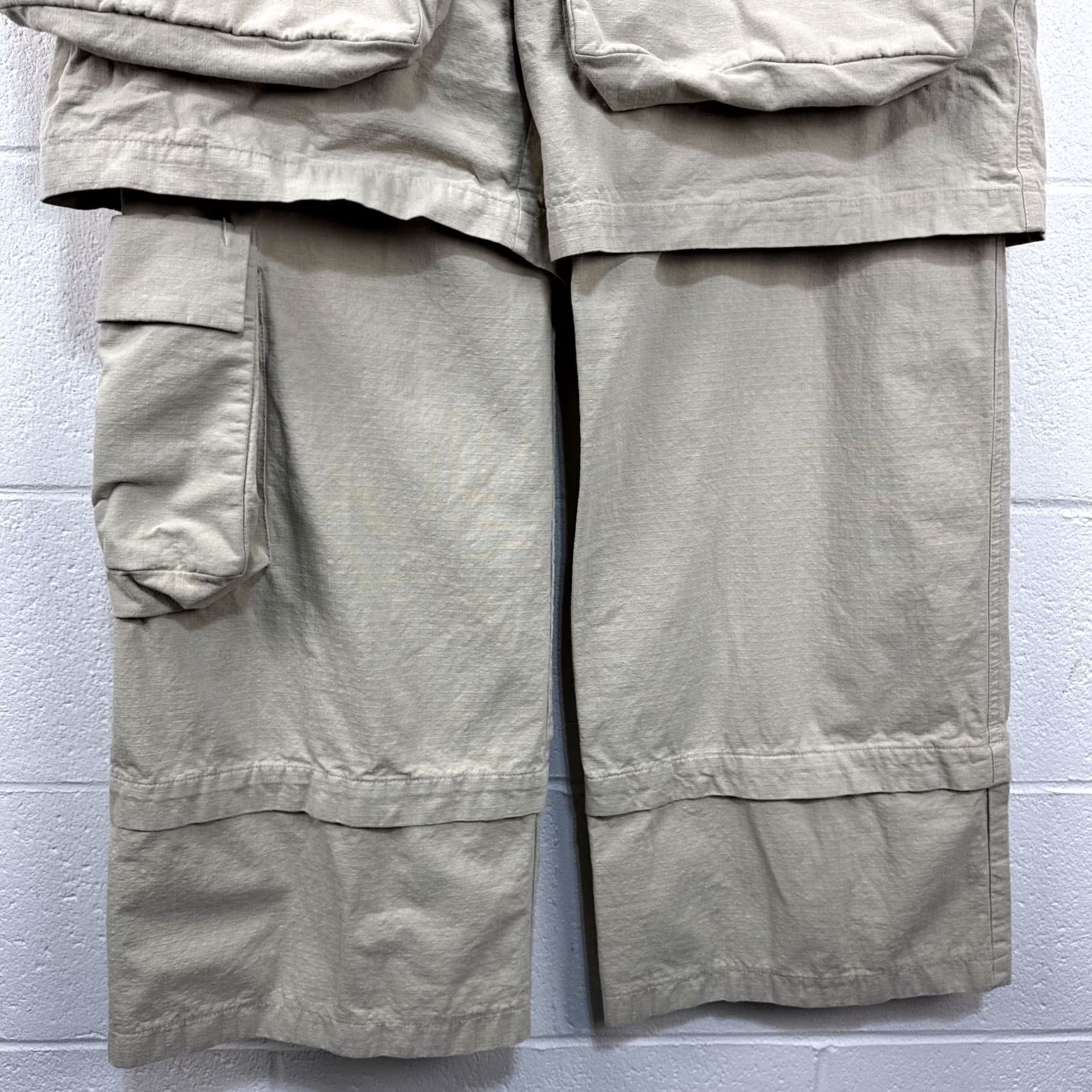 Vintage Spencer Badu Men's Khaki Cargo Chino Wide Pants L Beige Canvas 34 Pockets Relaxed Bootcut 36in Inseam Vintage No Size US 33 - 6 Thumbnail
