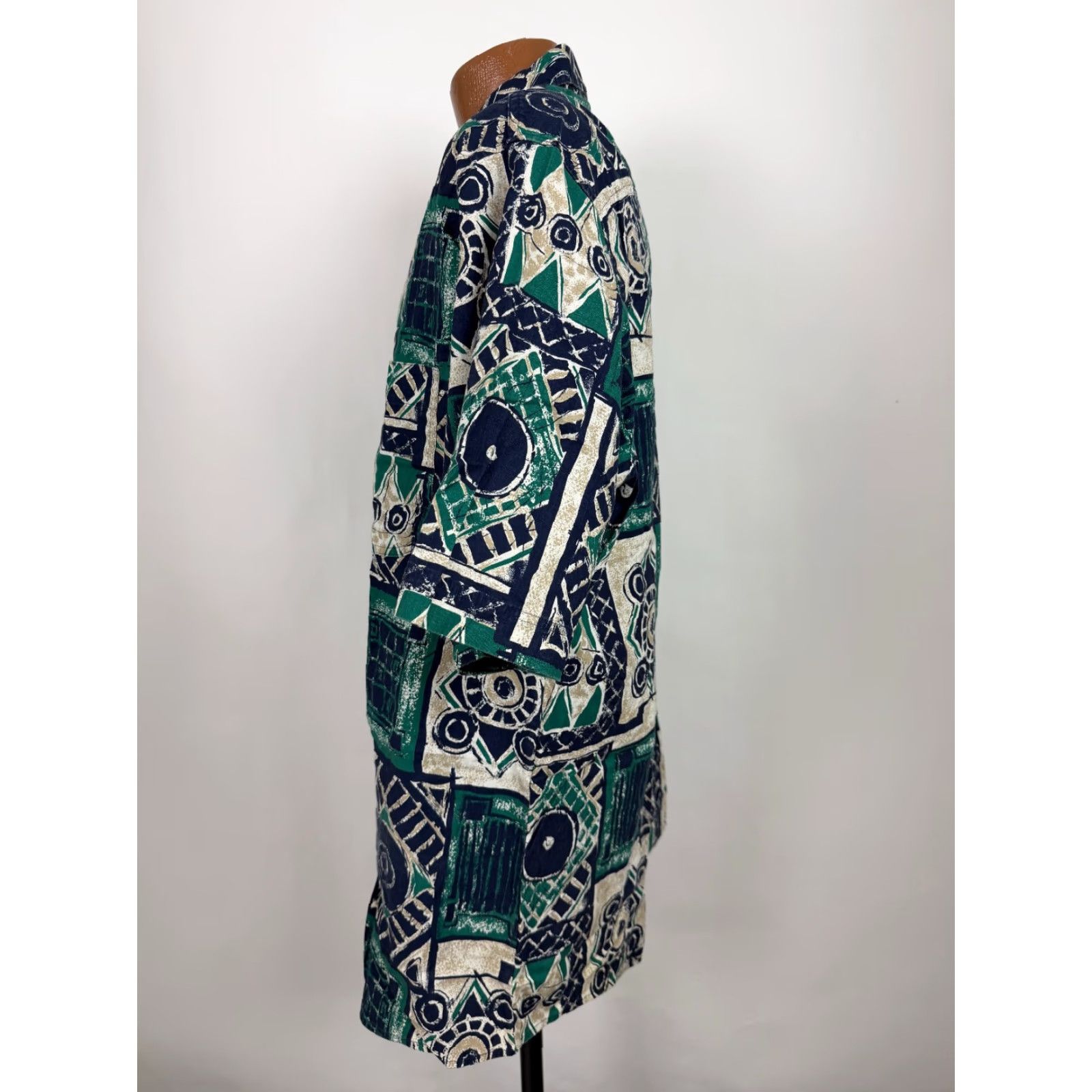 Vintage VINTAGE Impact Geometric Shirt Men XL Slim Green Cotton Button-Up 80s 90s Tribal Short Sleeve Size US XL / EU 56 / 4 - 6 Thumbnail
