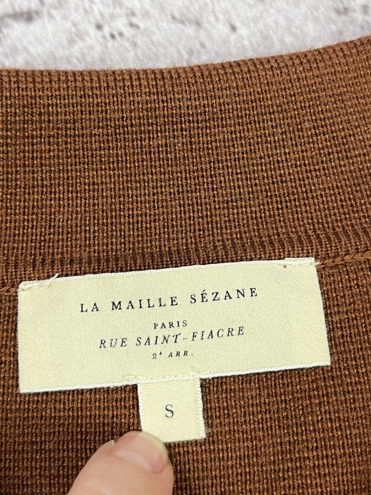 Sezane Brown Merino Wool Cropped Knit Cardigan Utility Jacket SizeS Size S / US 4 / IT 40 - 5 Thumbnail