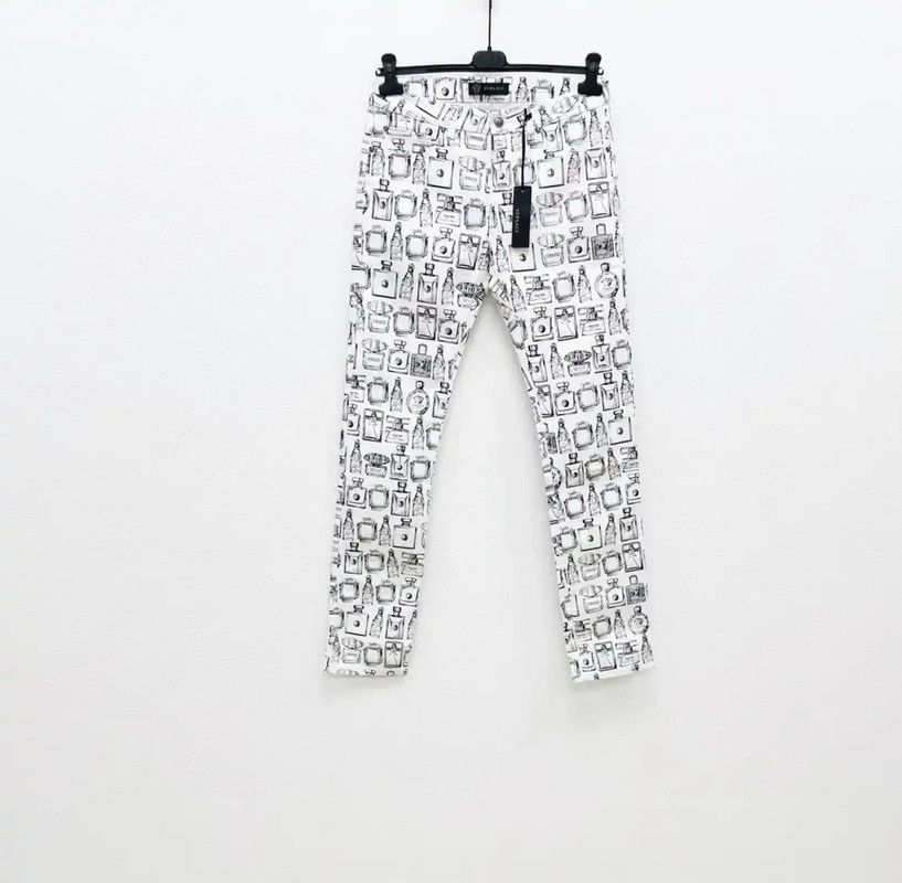 Versace Versace Men's Casual White Denim Pants 0089 Size US 26 / EU 42 - 1 Thumbnail