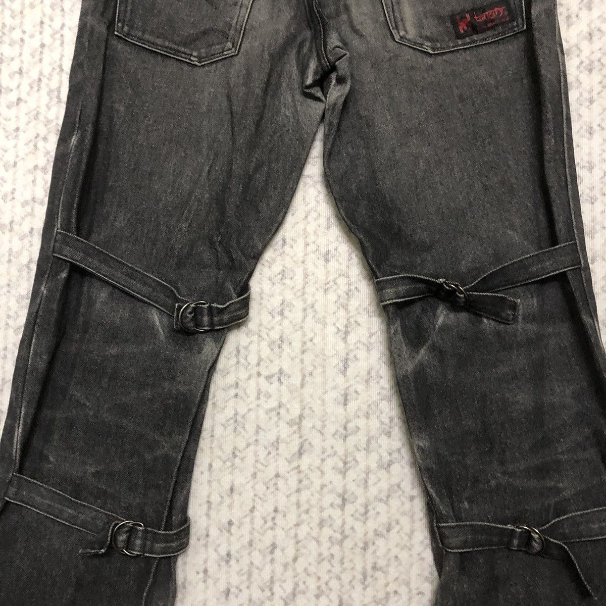 Rare Distressed Japanese Brand Punk Bondage Flare Jeans