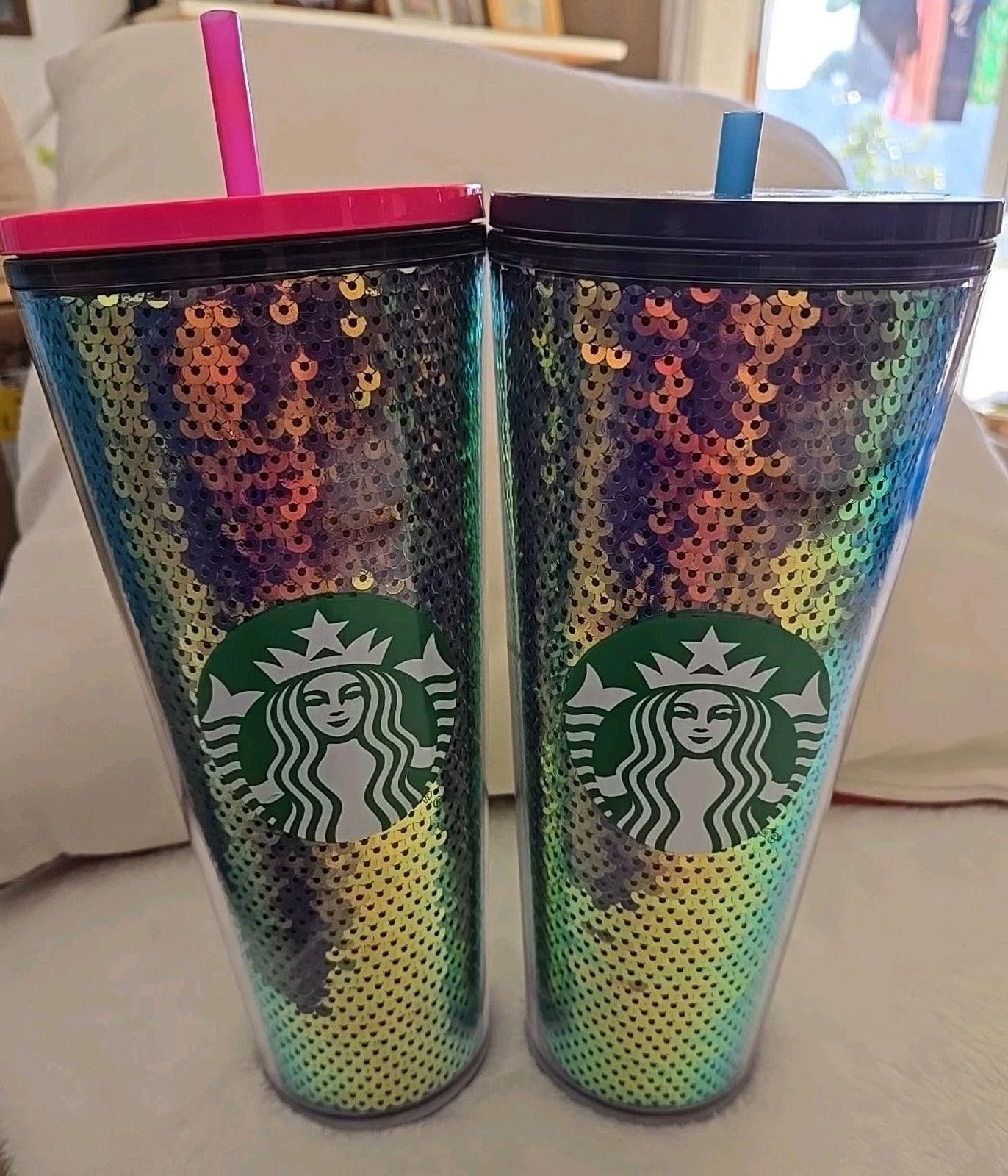 Other 2 Starbucks Iridescent Sequin Cold Cup Tumblers 24 oz. Size ONE SIZE - 2 Thumbnail
