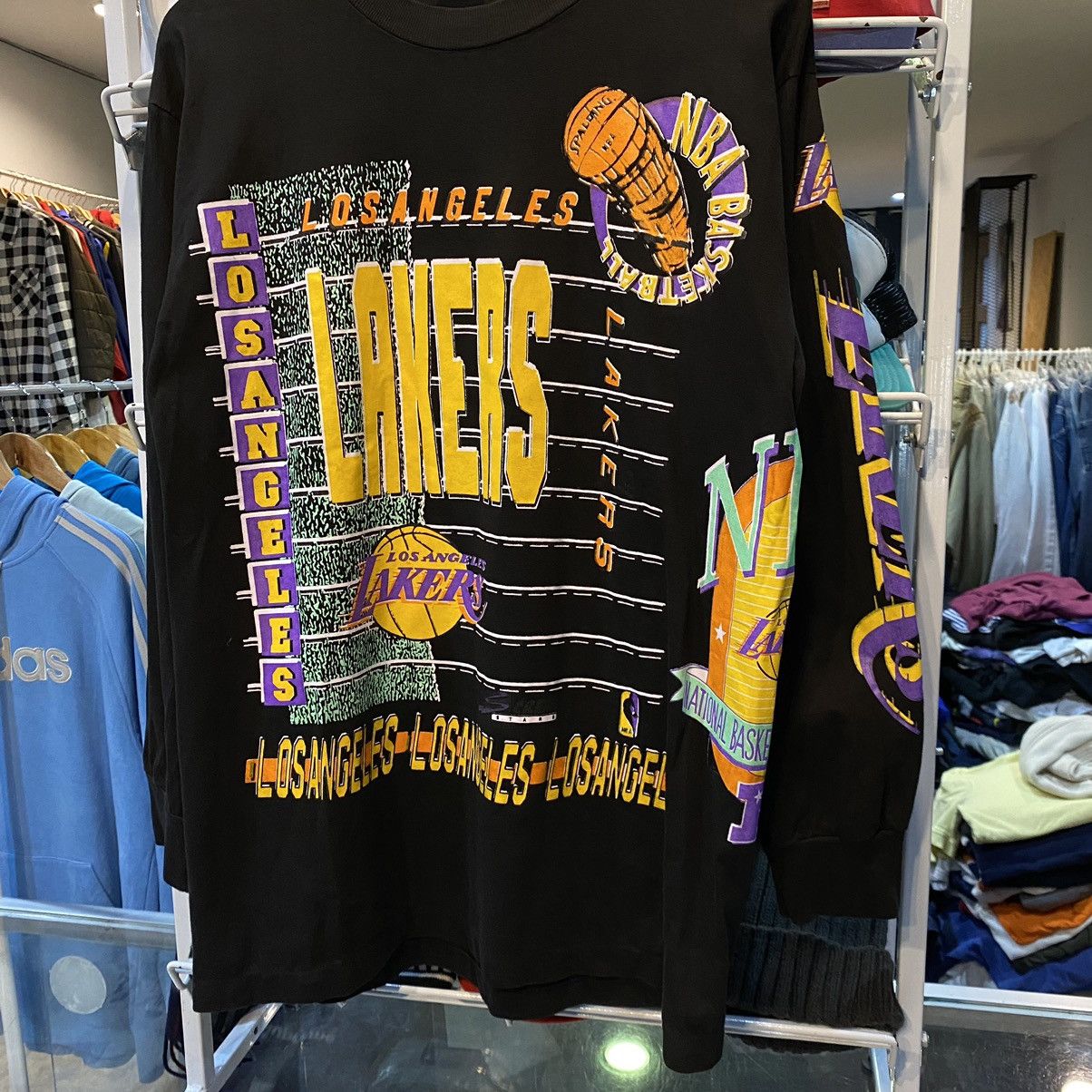NBA Vintage 90's L.A. Lakers OVP Long Sleeve T shirt Large Size US L / EU 52-54 / 3 - 4 Thumbnail